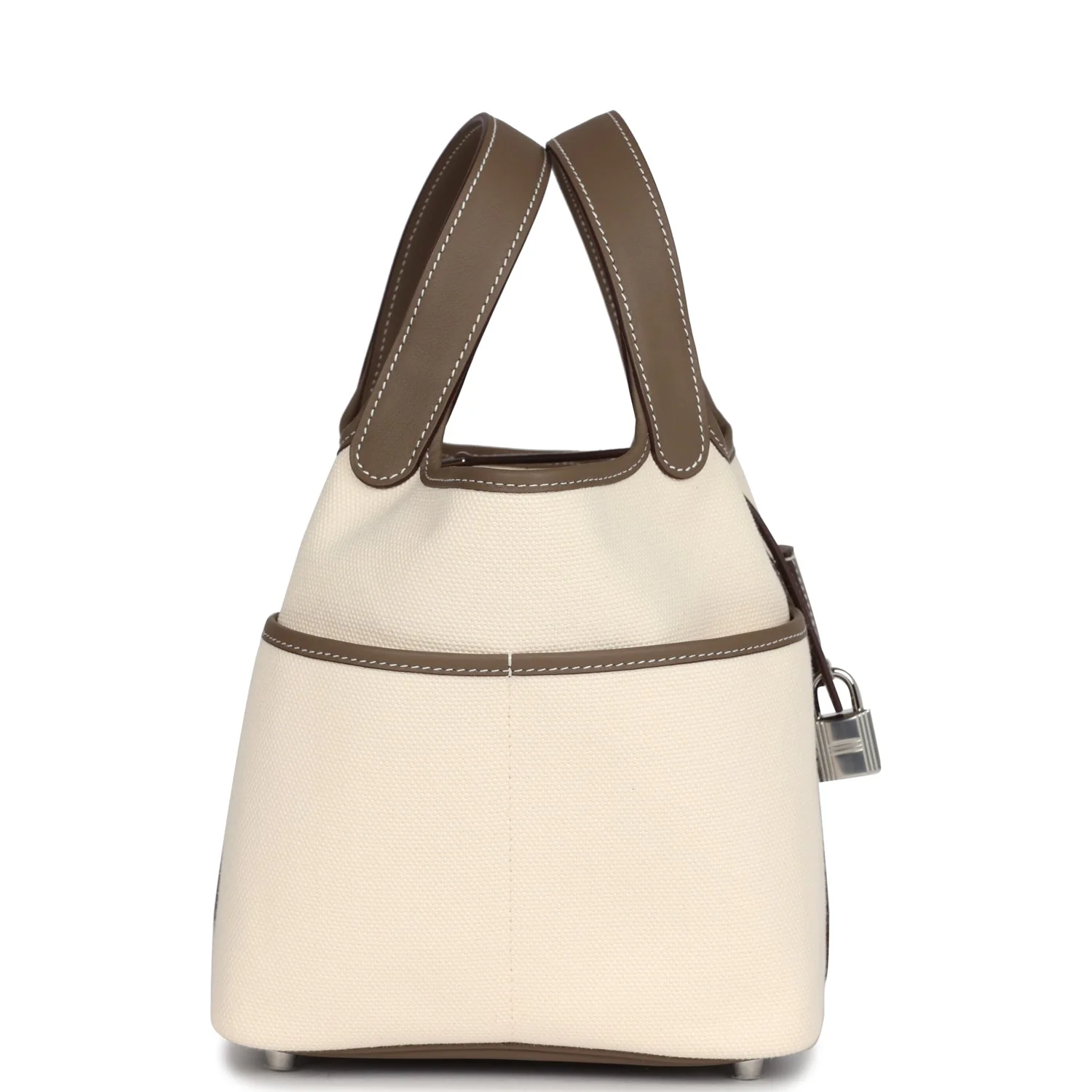 Replicate Hermes Picotin Cargo 18 Ecru Toile Canvas and Etoupe Swift Palladium Hardware(1:1 replica)