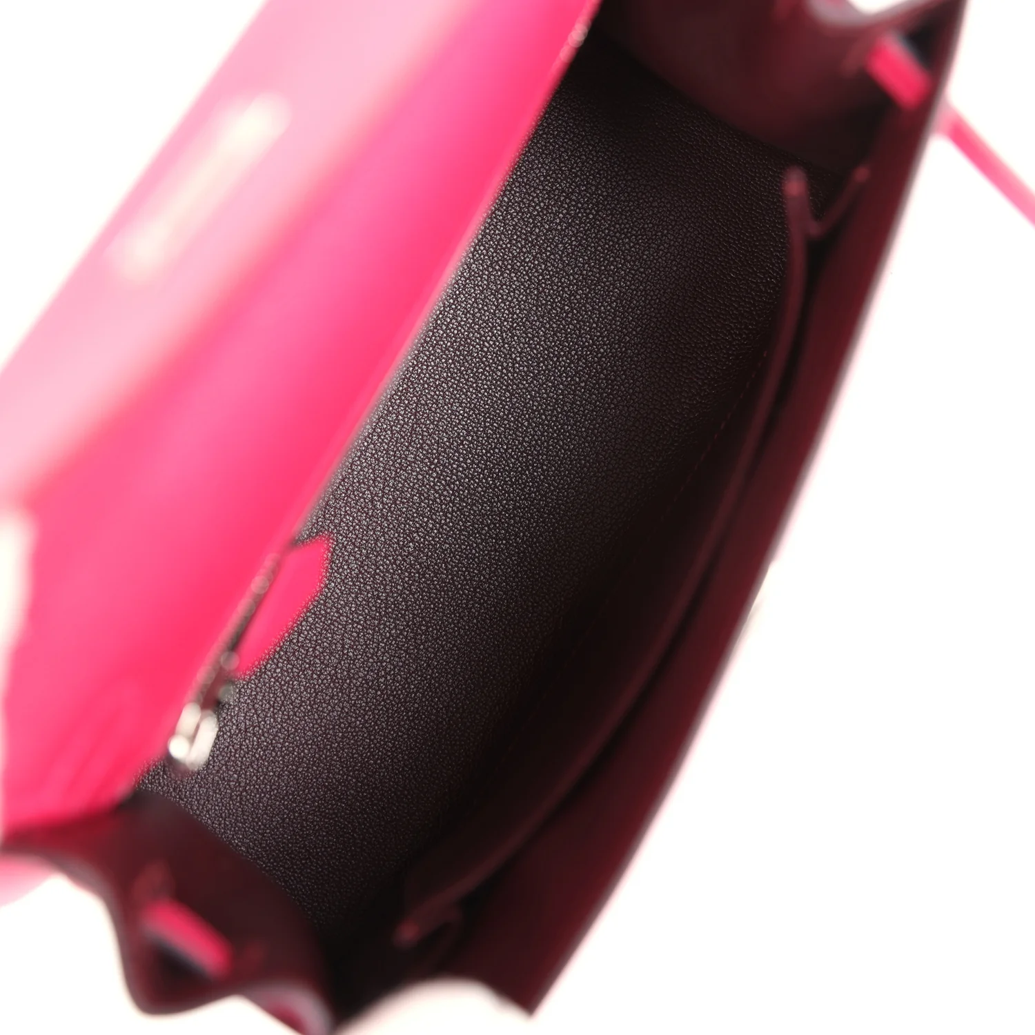 Replicate Hermes Kelly Sellier 25 Framboise Verso Epsom Palladium Hardware(1:1 replica)