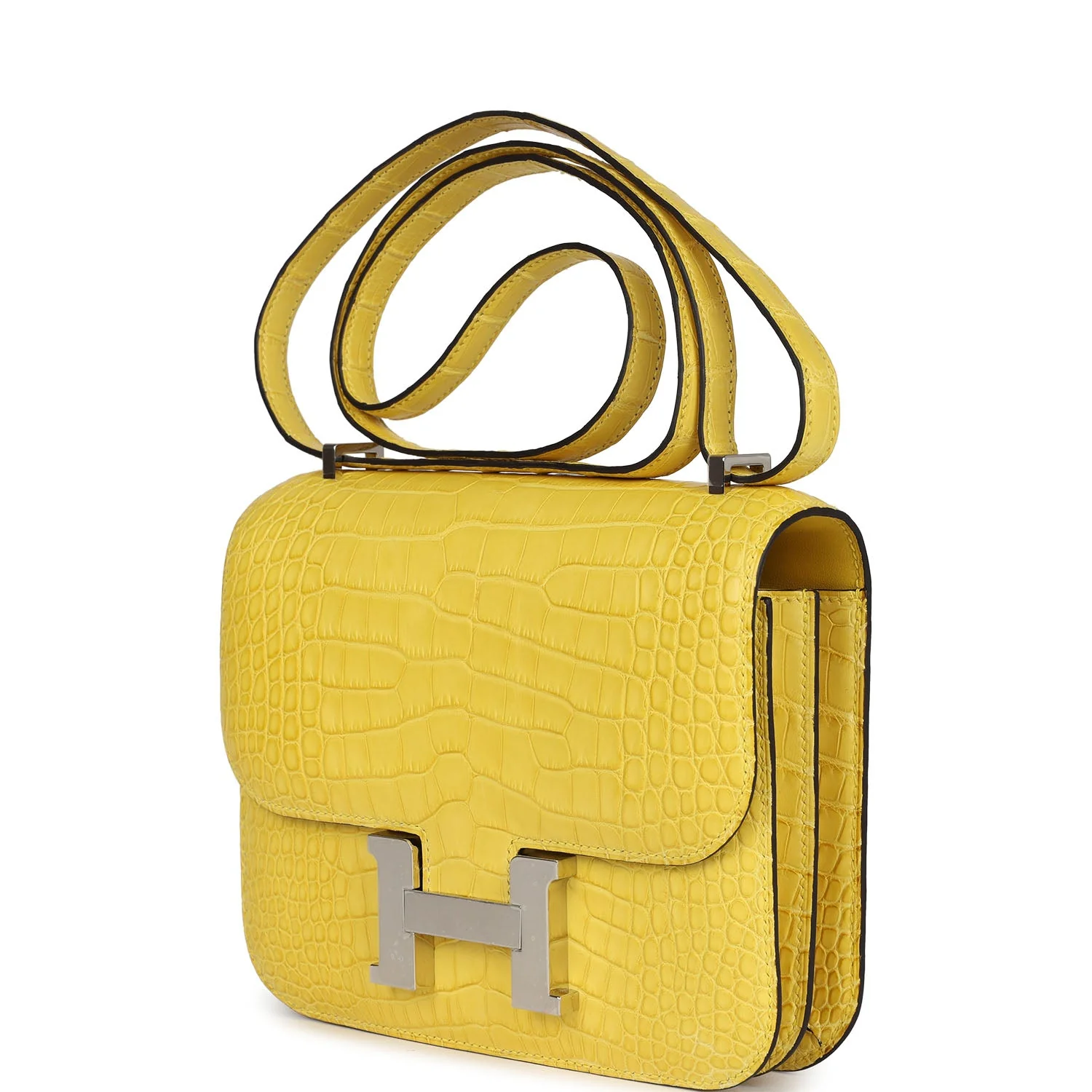 Replicate Hermes Constance 18 Mimosa Matte Alligator Palladium Hardware(1:1 replica)