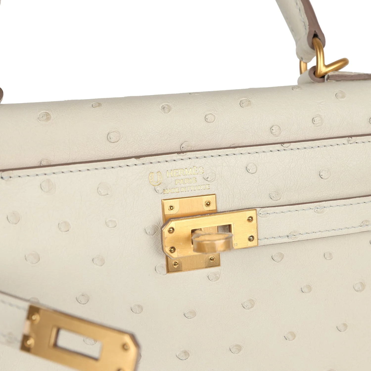 Replicate Hermes Special Order (HSS) Kelly Sellier 25 Beton Ostrich Verso Brushed Gold Hardware(1:1 replica)