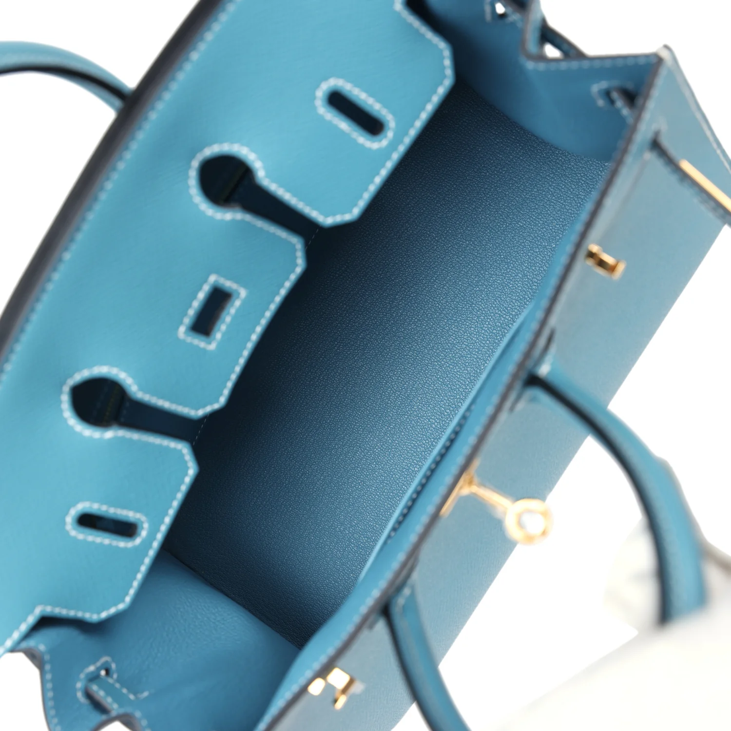 Replicate Hermes Birkin Sellier 25 Blue Jean Epsom Gold Hardware(1:1 replica)