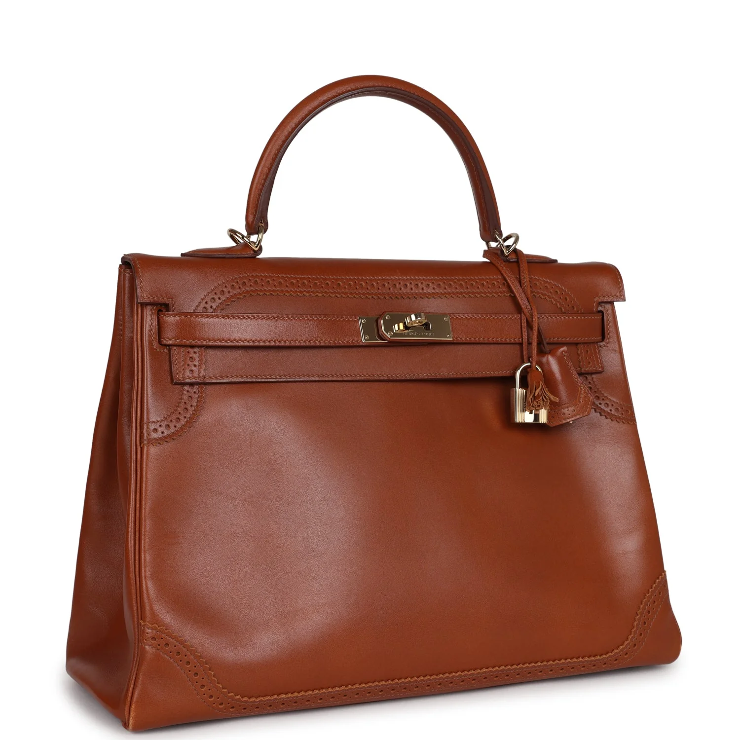 Replicate Hermes Ghillies Kelly Retourne 35 Fauve Tadelakt Permabrass Hardware(1:1 replica)
