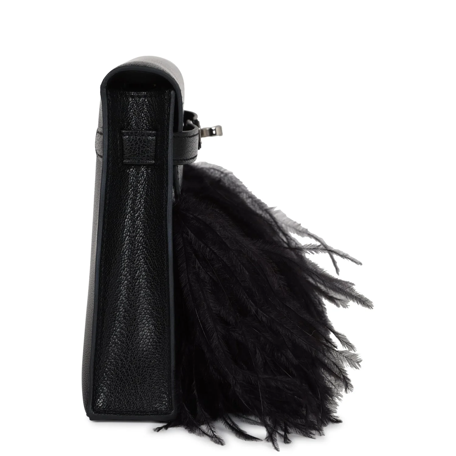 Replicate Hermes Kelly Elan Foile Chevre Chamkila and Ostrich Feather Palladium Hardware(1:1 replica)