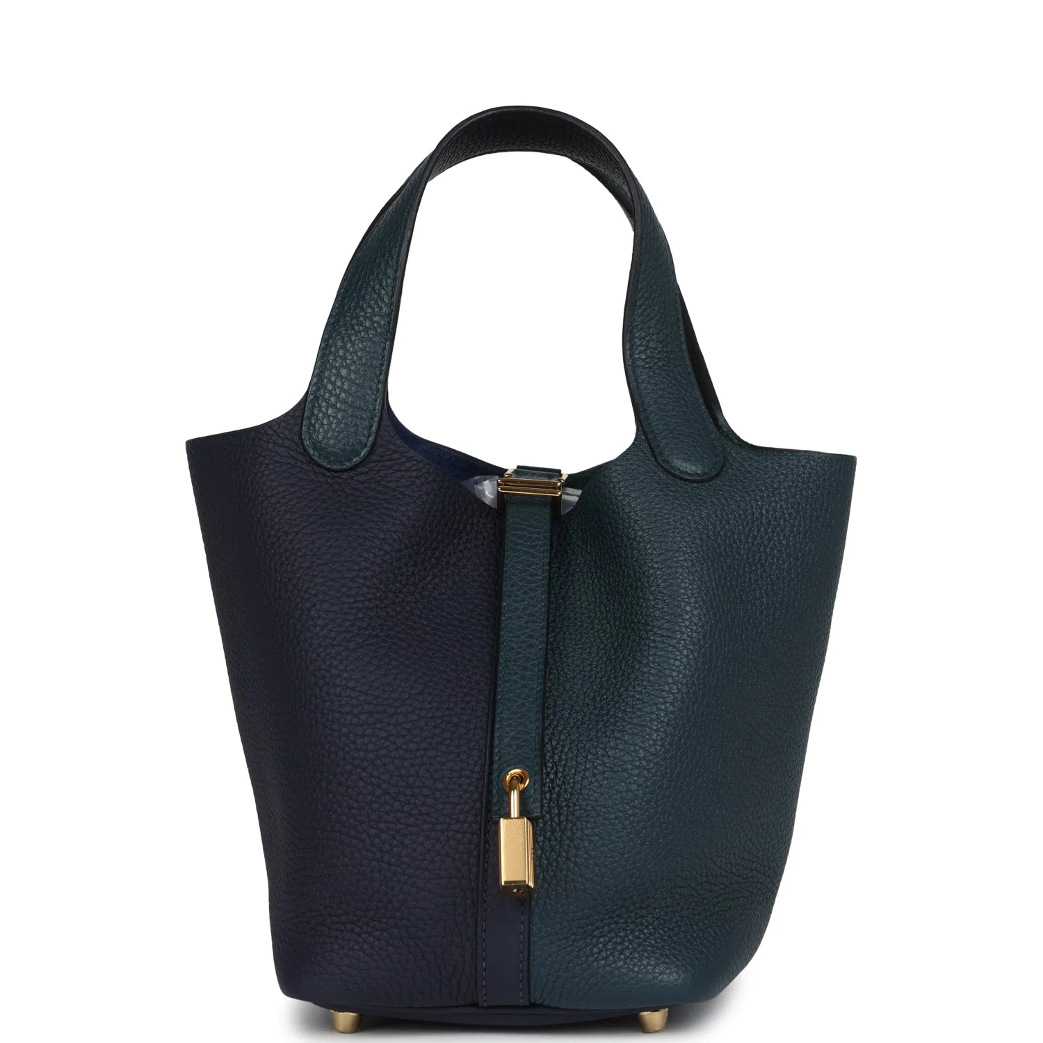 Replicate Hermes Picotin Lock 18 Casaque Bleu Nuit and Vert Cypress Clemence Gold Hardware(1:1 replica)