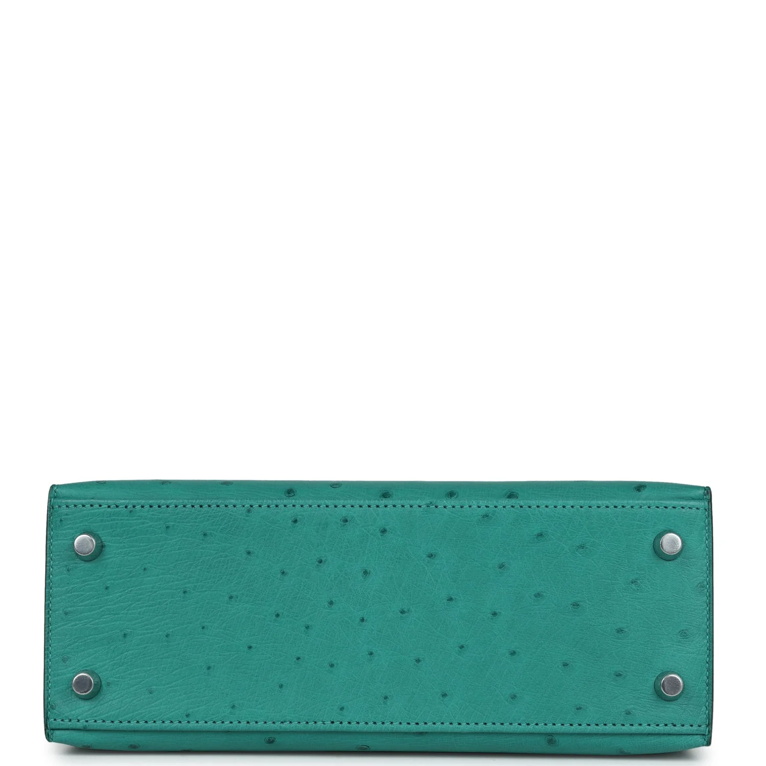 Replicate Hermes Kelly Sellier 25 Vert Verone Ostrich Palladium Hardware(1:1 replica)