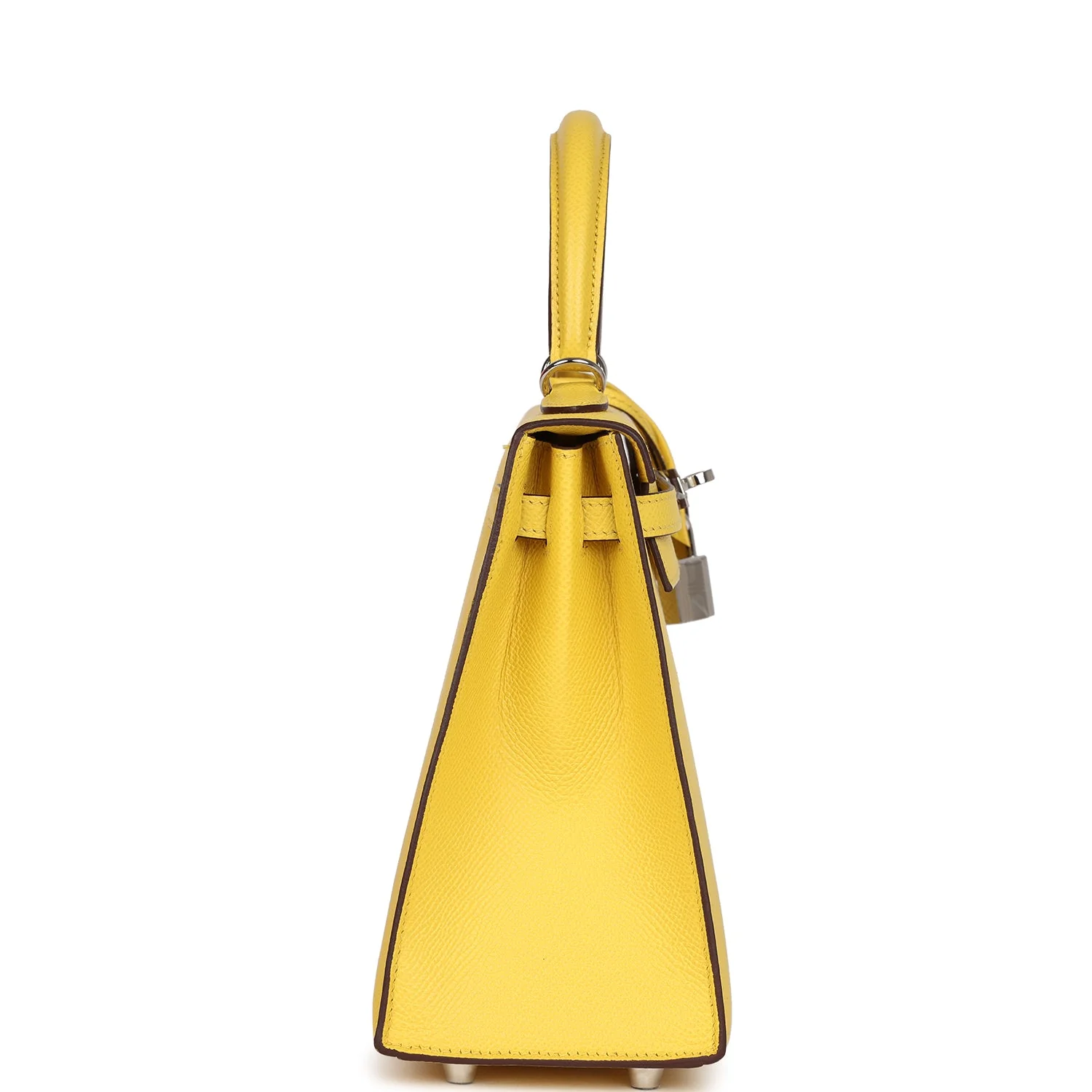 Replicate Hermes Kelly Sellier 25 Jaune De Naples Epsom Palladium Hardware(1:1 replica)