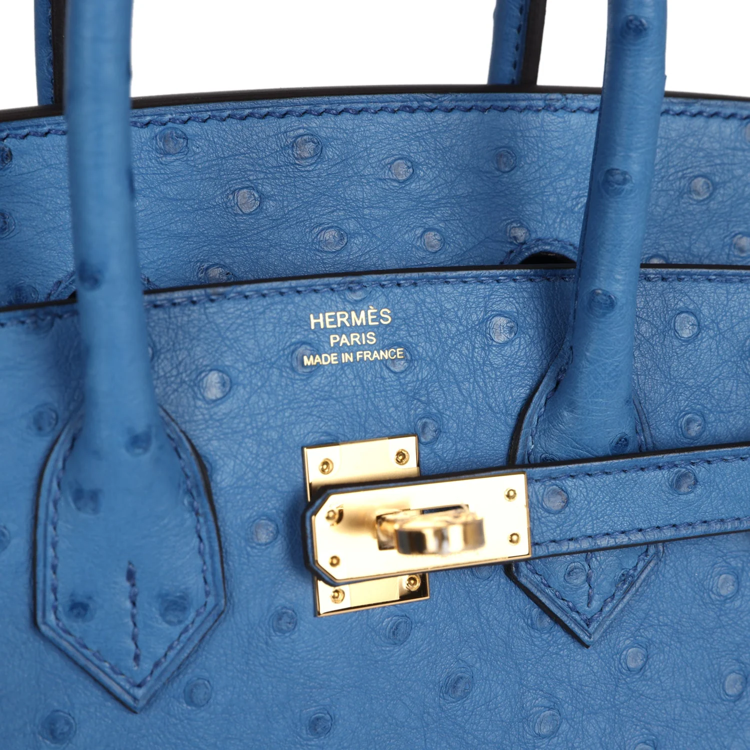 Replicate Hermes Birkin Sellier 25 Mykonos Ostrich Gold Hardware(1:1 replica)