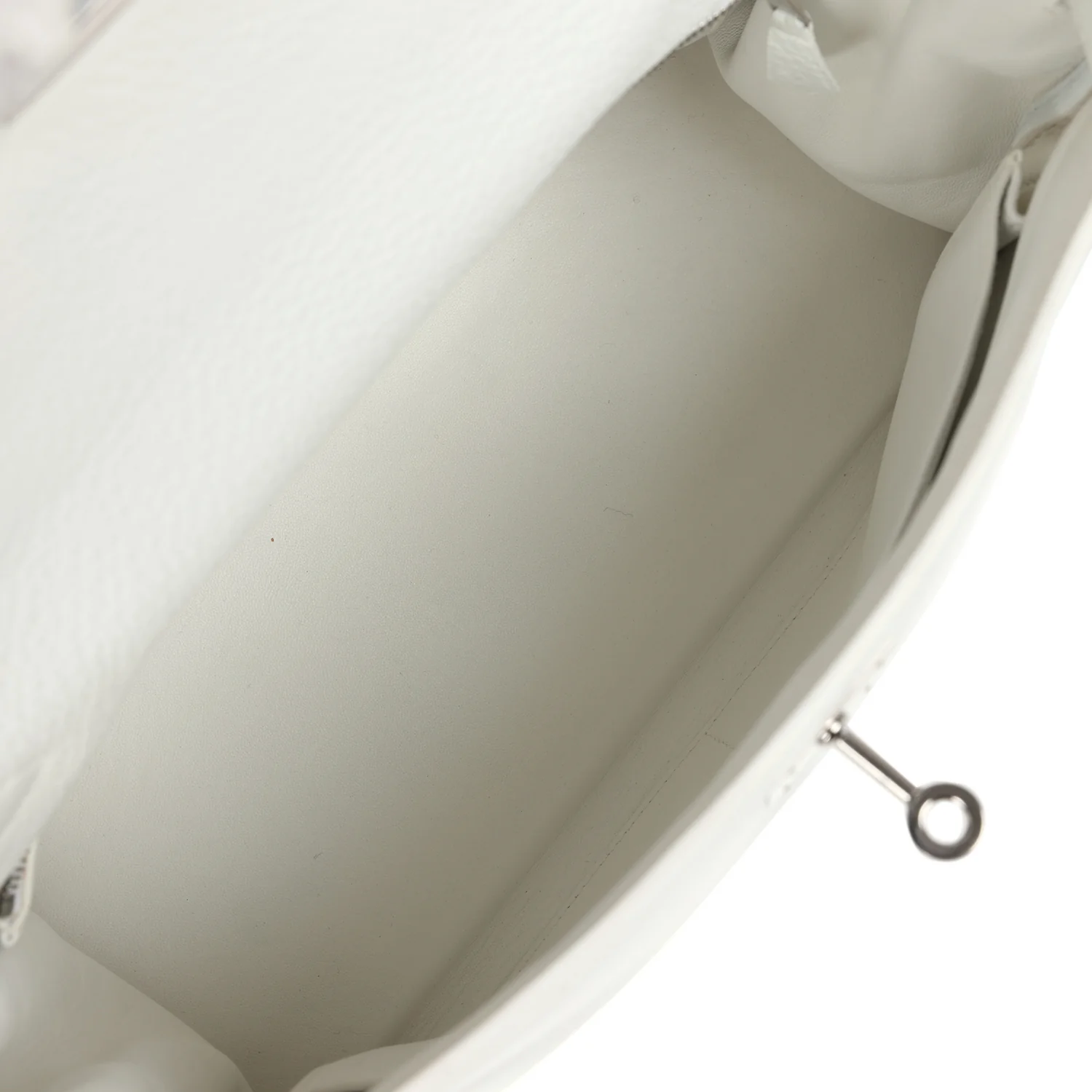 Replicate Vintage Hermes Kelly Retourne 28 White Clemence Palladium Hardware(1:1 replica)