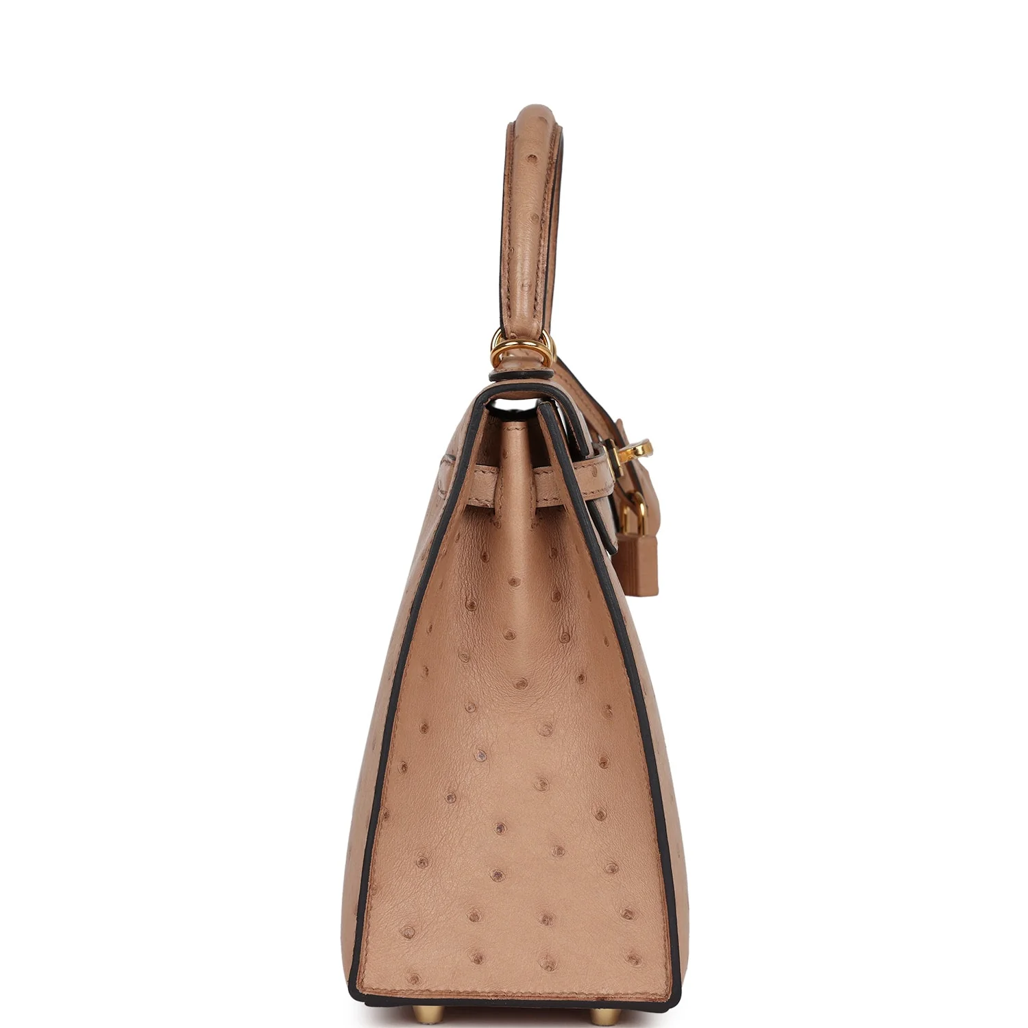 Replicate Hermes Kelly Sellier 25 Chai Ostrich Gold Hardware(1:1 replica)