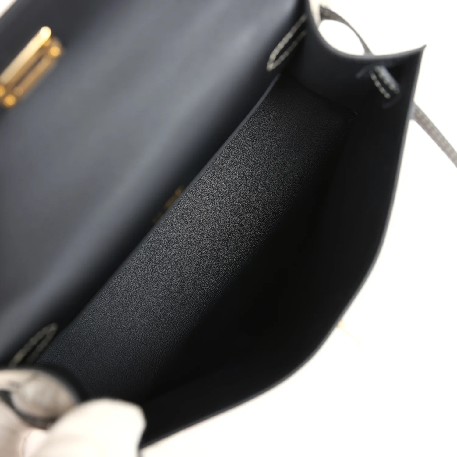 Replicate Hermes Special Order (HSS) Kelly Pochette Beton and Black Swift Gold Hardware(1:1 replica)