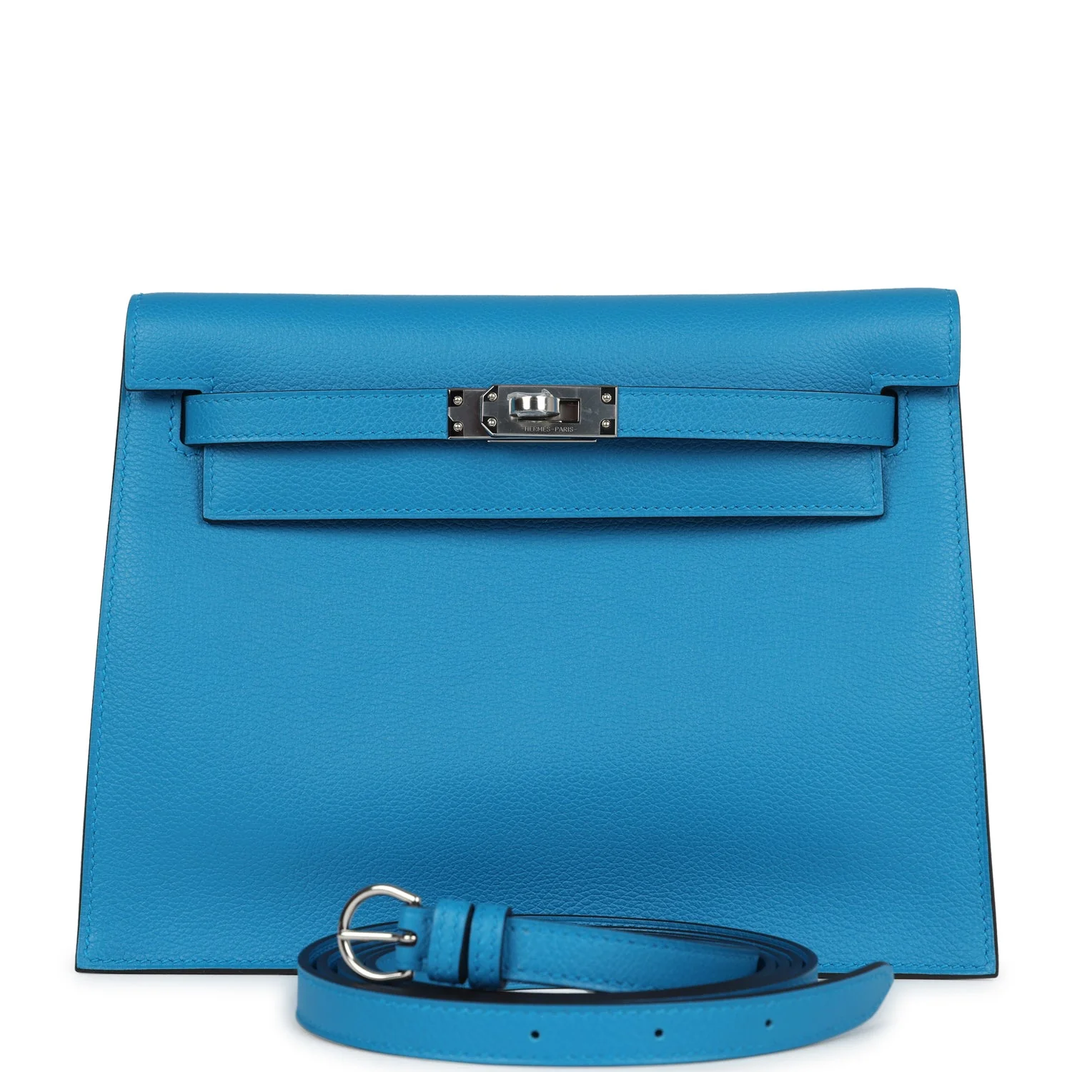 Replicate Hermes Kelly Danse Bleu Zanzibar Evercolor Palladium Hardware(1:1 replica)