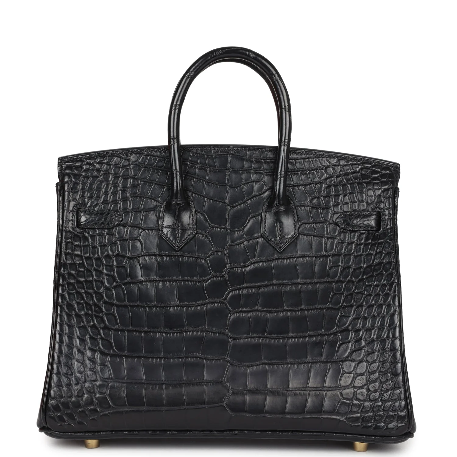 Replicate Hermes Birkin 25 Black Matte Alligator Gold Hardware(1:1 replica)