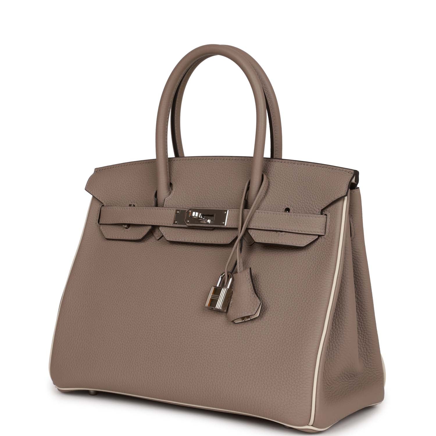 Replicate Hermes Special Order (HSS) Birkin 30 Gris Tourterelle and Craie Togo Palladium Hardware(1:1 replica)