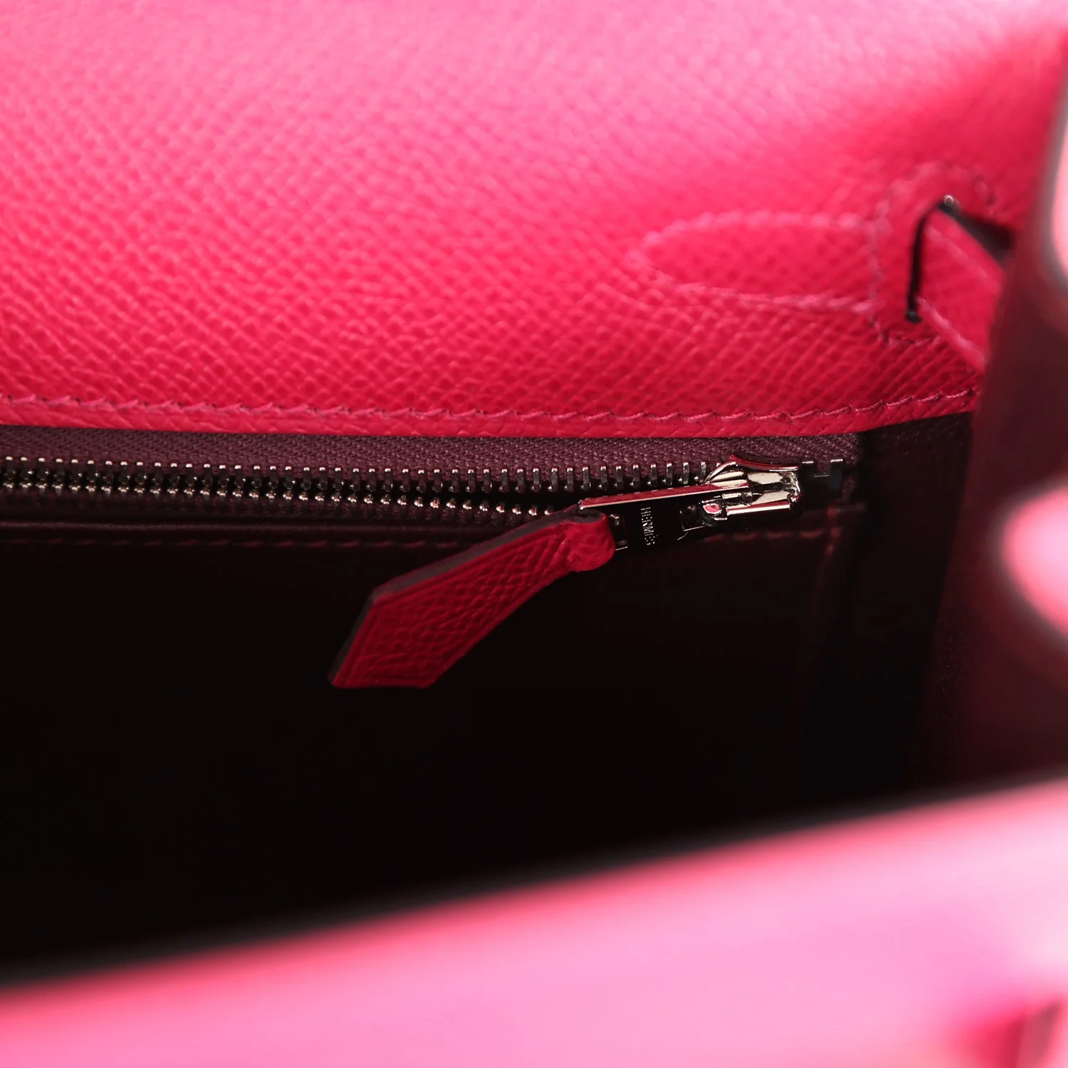 Replicate Hermes Kelly Sellier 25 Framboise Verso Epsom Palladium Hardware(1:1 replica)
