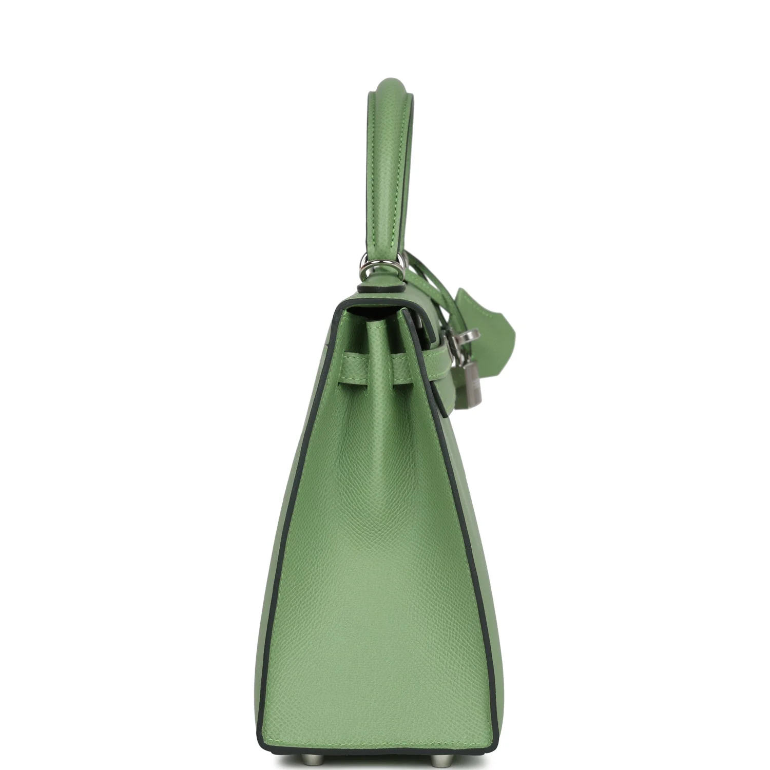 Replicate Hermes Special Order (HSS) Kelly Sellier 25 Vert Criquet Verso Epsom Palladium Hardware(1:1 replica)