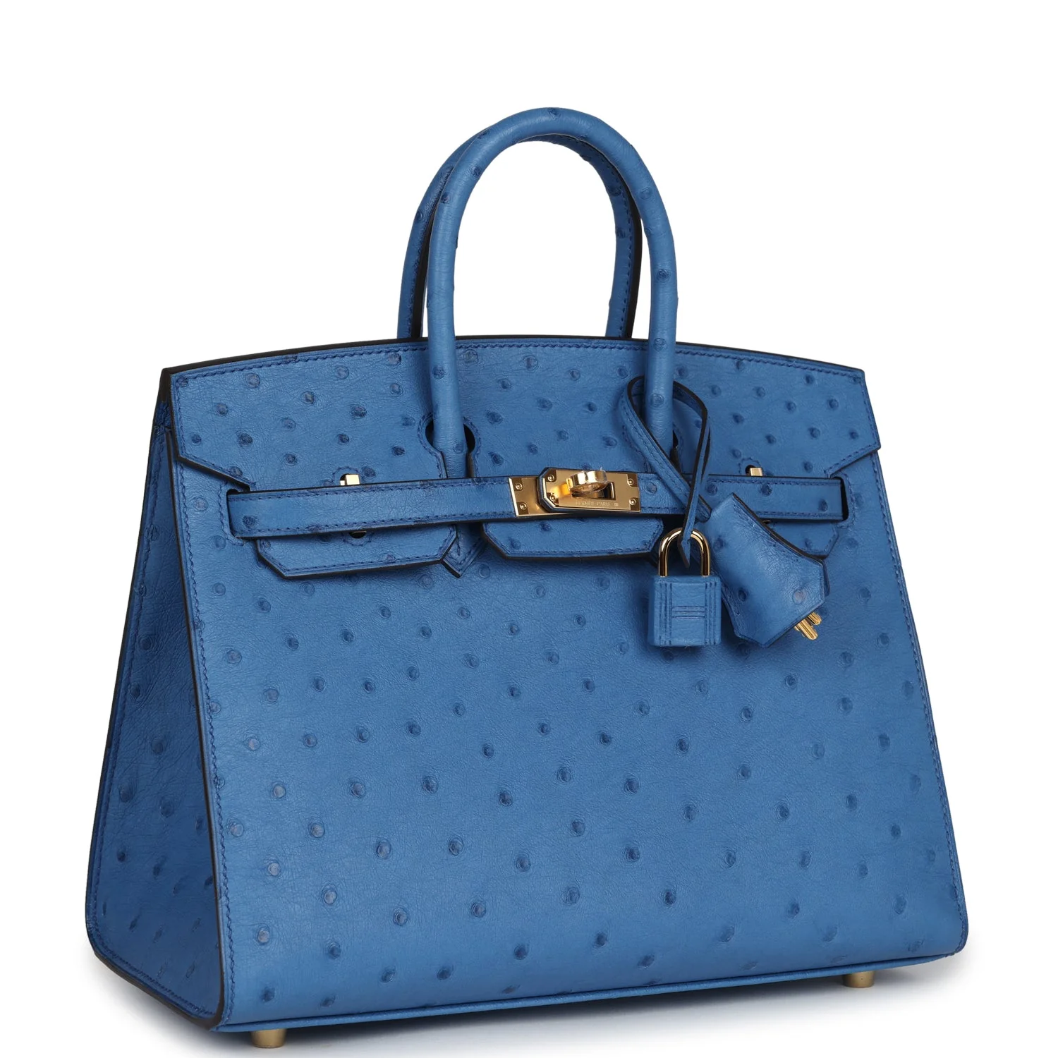 Replicate Hermes Birkin Sellier 25 Mykonos Ostrich Gold Hardware(1:1 replica)