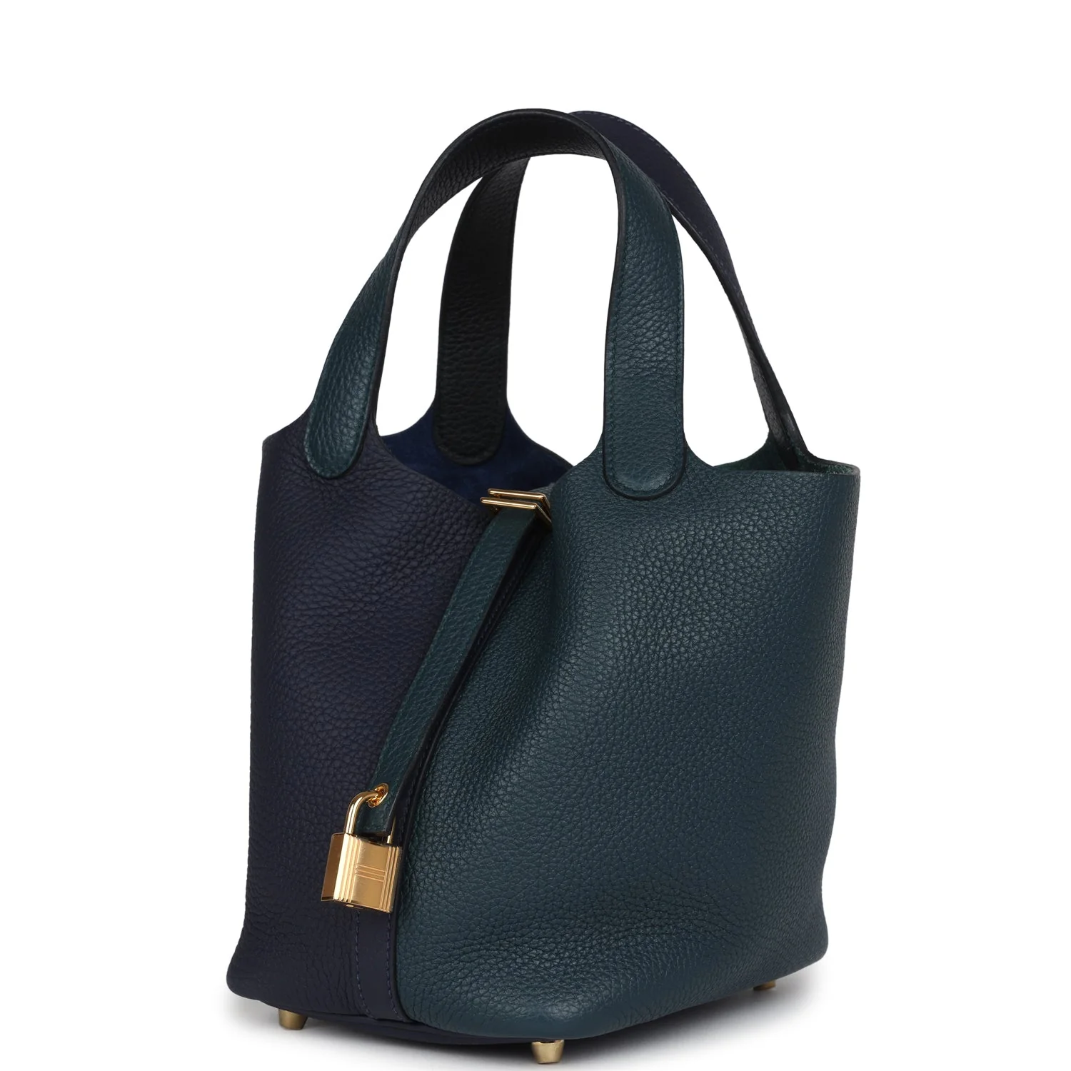 Replicate Hermes Picotin Lock 18 Casaque Bleu Nuit and Vert Cypress Clemence Gold Hardware(1:1 replica)