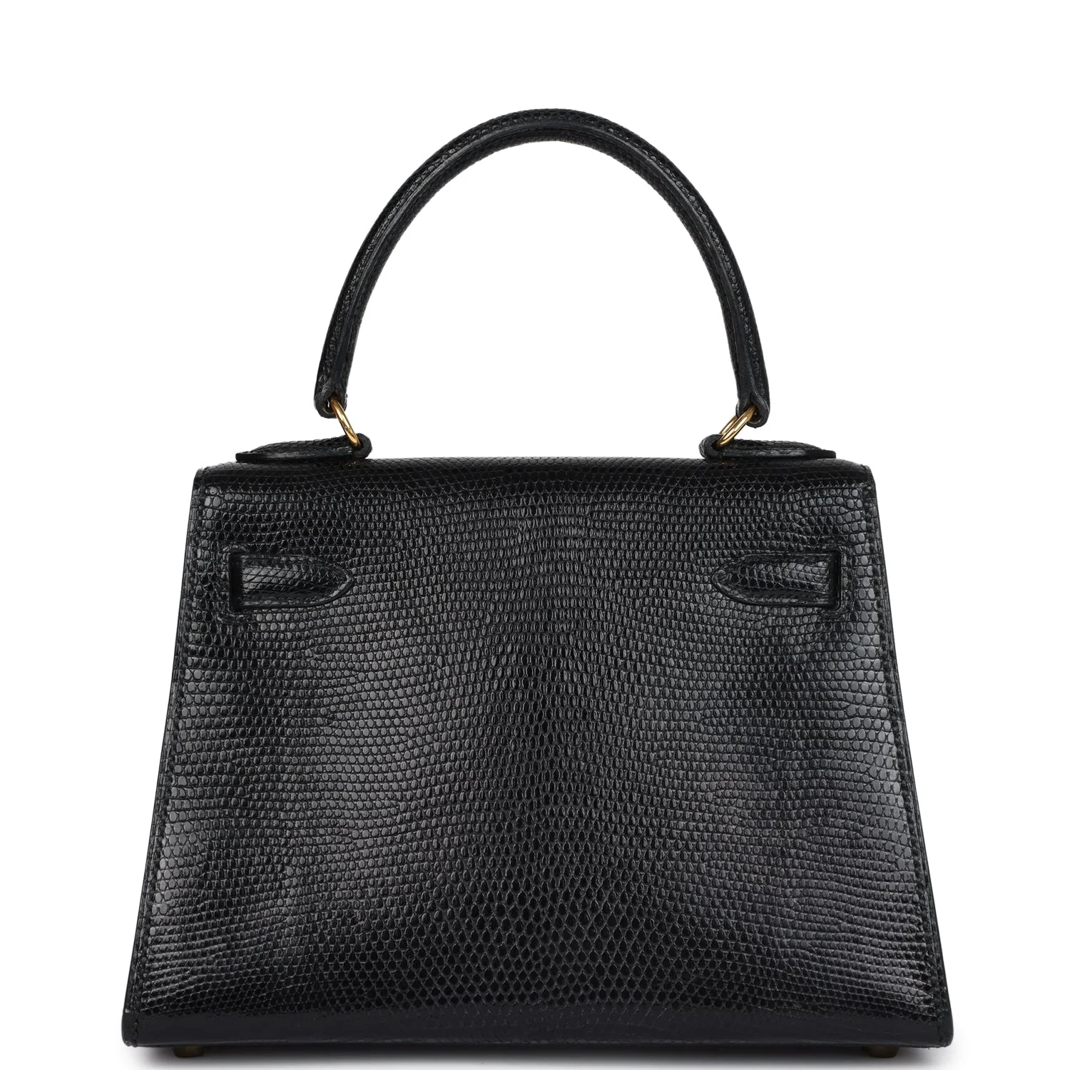 Replicate Vintage Hermes Kelly Sellier 20 Black Varanus Salvator Lizard Gold Hardware(1:1 replica)