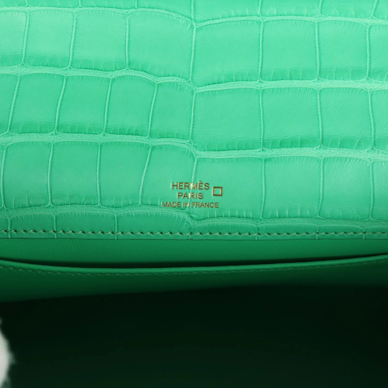 Replicate Hermes Kelly Pochette Vert Comics Matte Alligator Gold Hardware(1:1 replica)