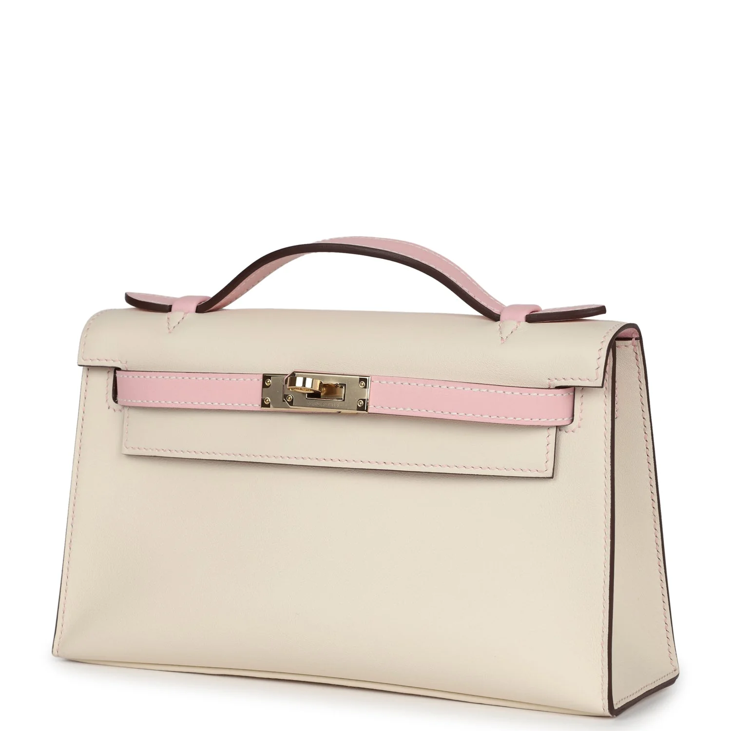Replicate Hermes Special Order (HSS) Kelly Pochette Nata and Rose Sakura Swift Permabrass Hardware(1:1 replica)
