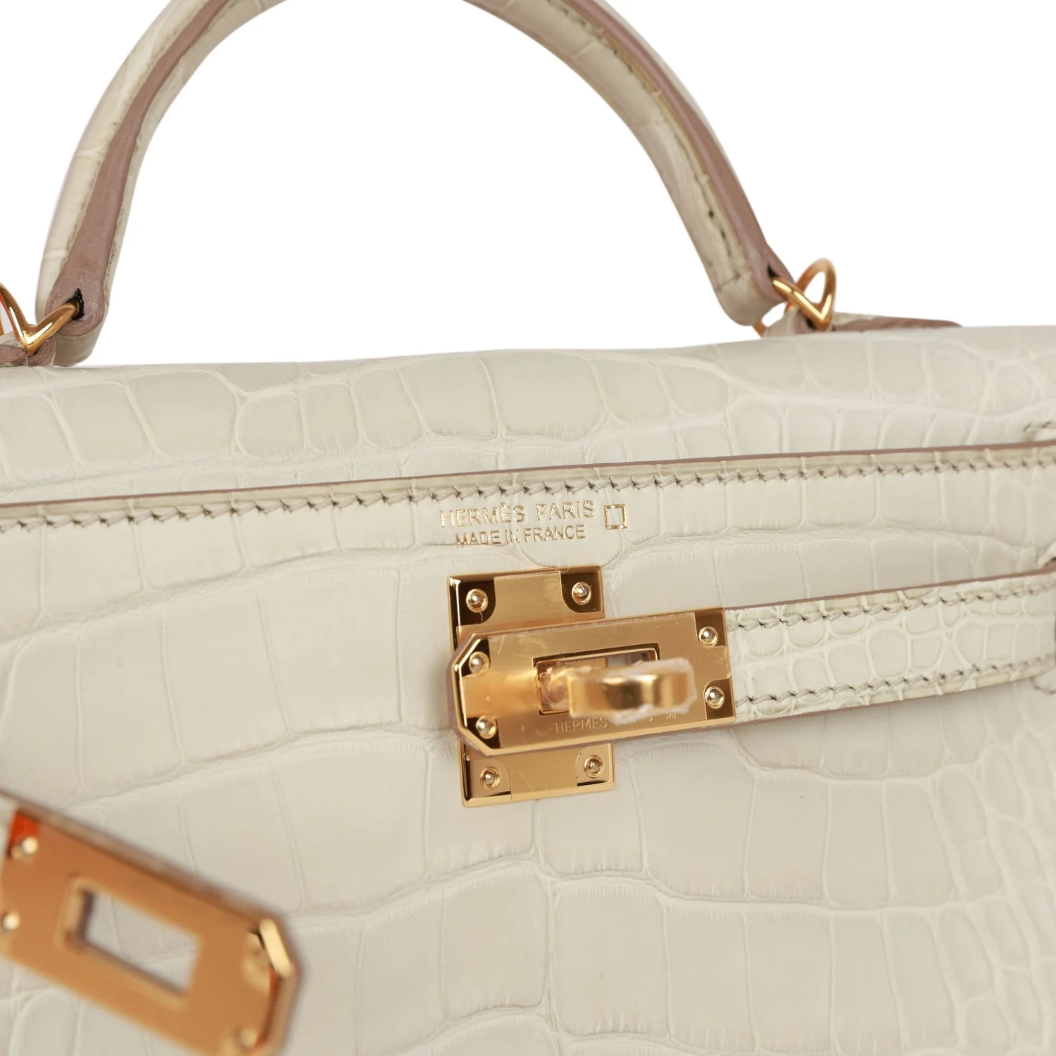 Replicate Hermes Kelly Sellier 20 Beton Matte Alligator Gold Hardware(1:1 replica)