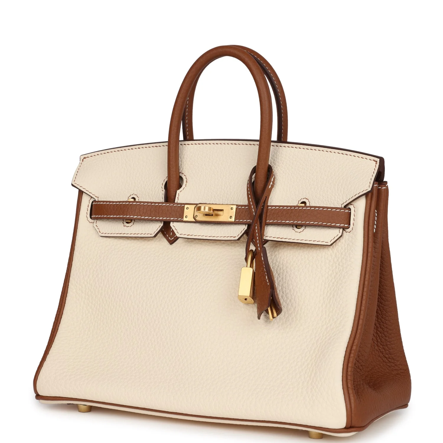 Replicate Hermes Special Order (HSS) Birkin 25 Nata and Gold Clemence Brushed Gold Hardware(1:1 replica)
