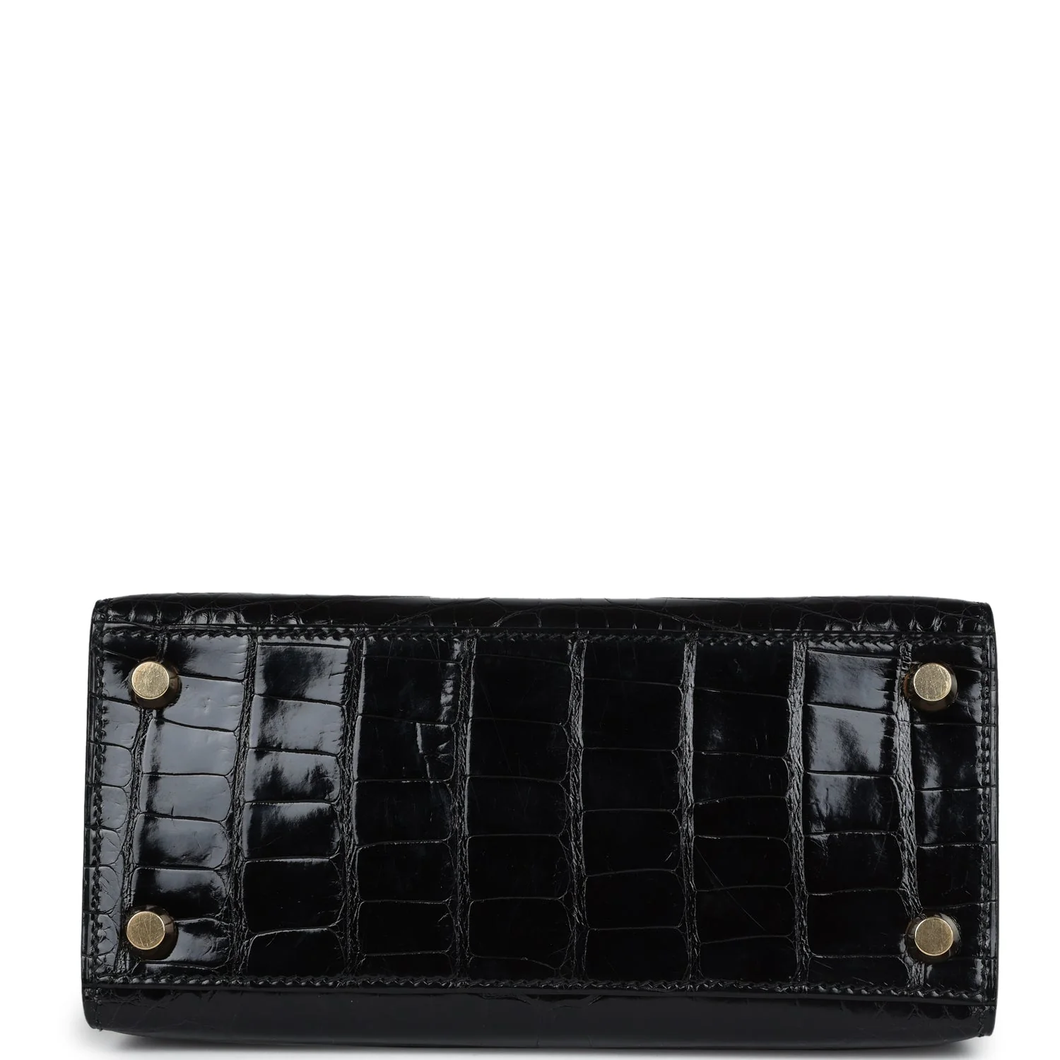 Replicate Vintage Hermes Kelly Sellier 20 Black Shiny Alligator Gold Hardware(1:1 replica)