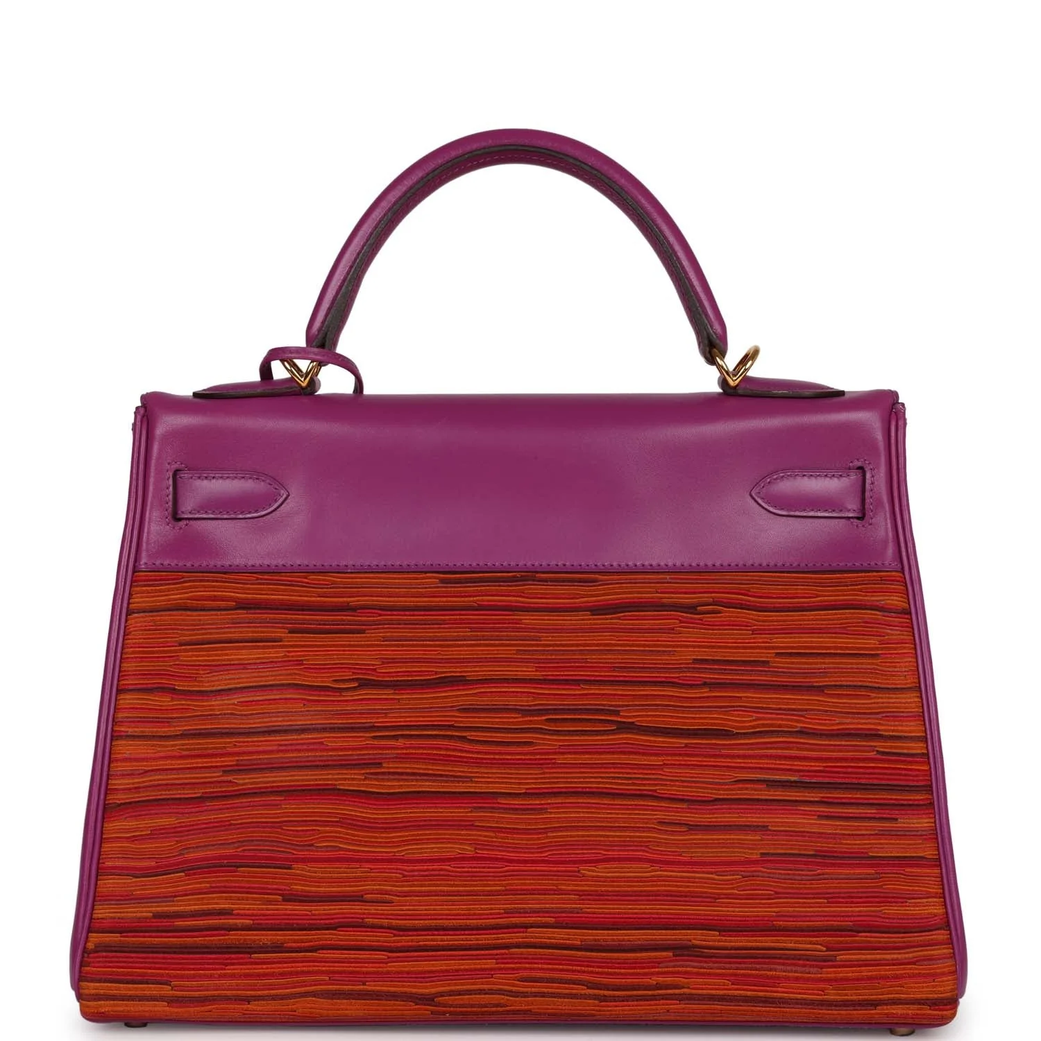 Replicate Vintage Hermes Kelly Retourne 32 Vibrato Cyclamen Box Gold Hardware(1:1 replica)