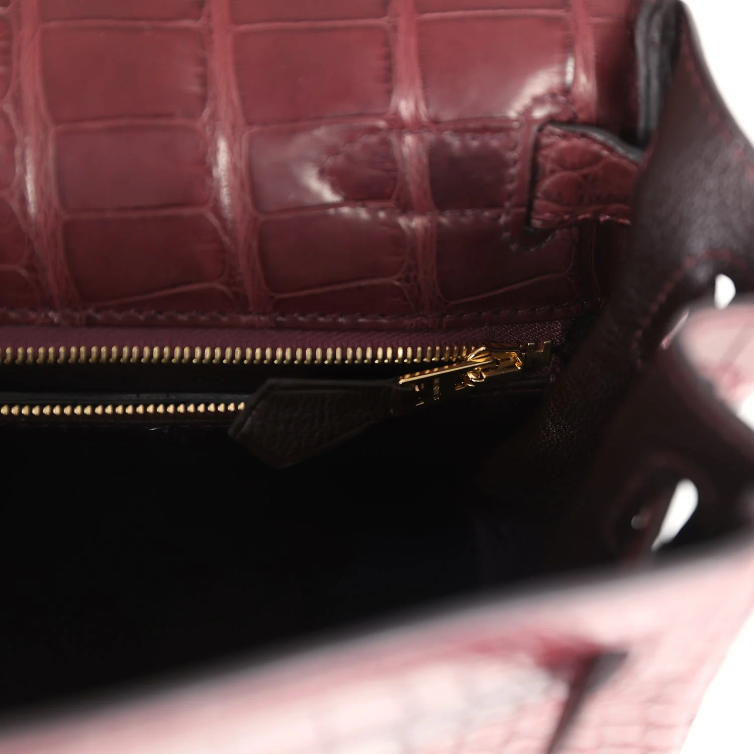 Replicate Hermes Kelly Retourne 28 Bordeaux Matte Alligator Gold Hardware(1:1 replica)