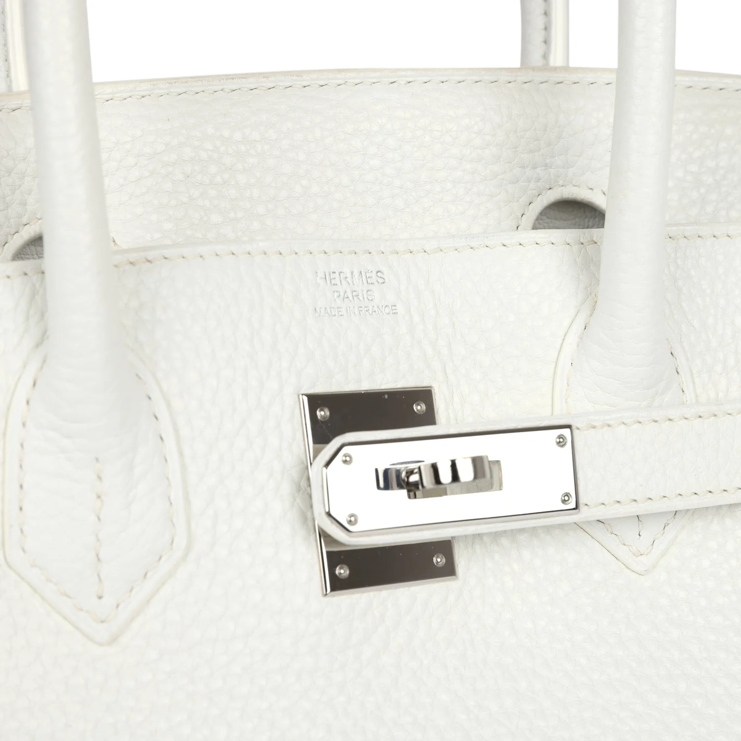 Replicate Hermes Birkin 30 White Clemence Palladium Hardware(1:1 replica)