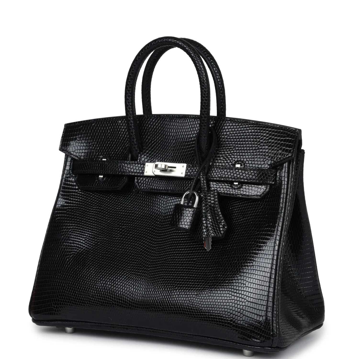 Replicate Hermes Birkin 25 Black Shiny Varanus Niloticus Lizard Palladium Hardware(1:1 replica)