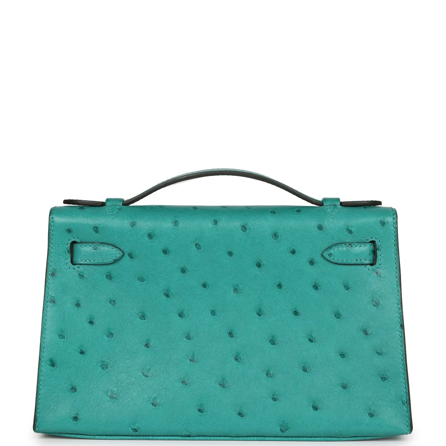 Replicate Hermes Kelly Pochette Vert Verone Ostrich Gold Hardware(1:1 replica)