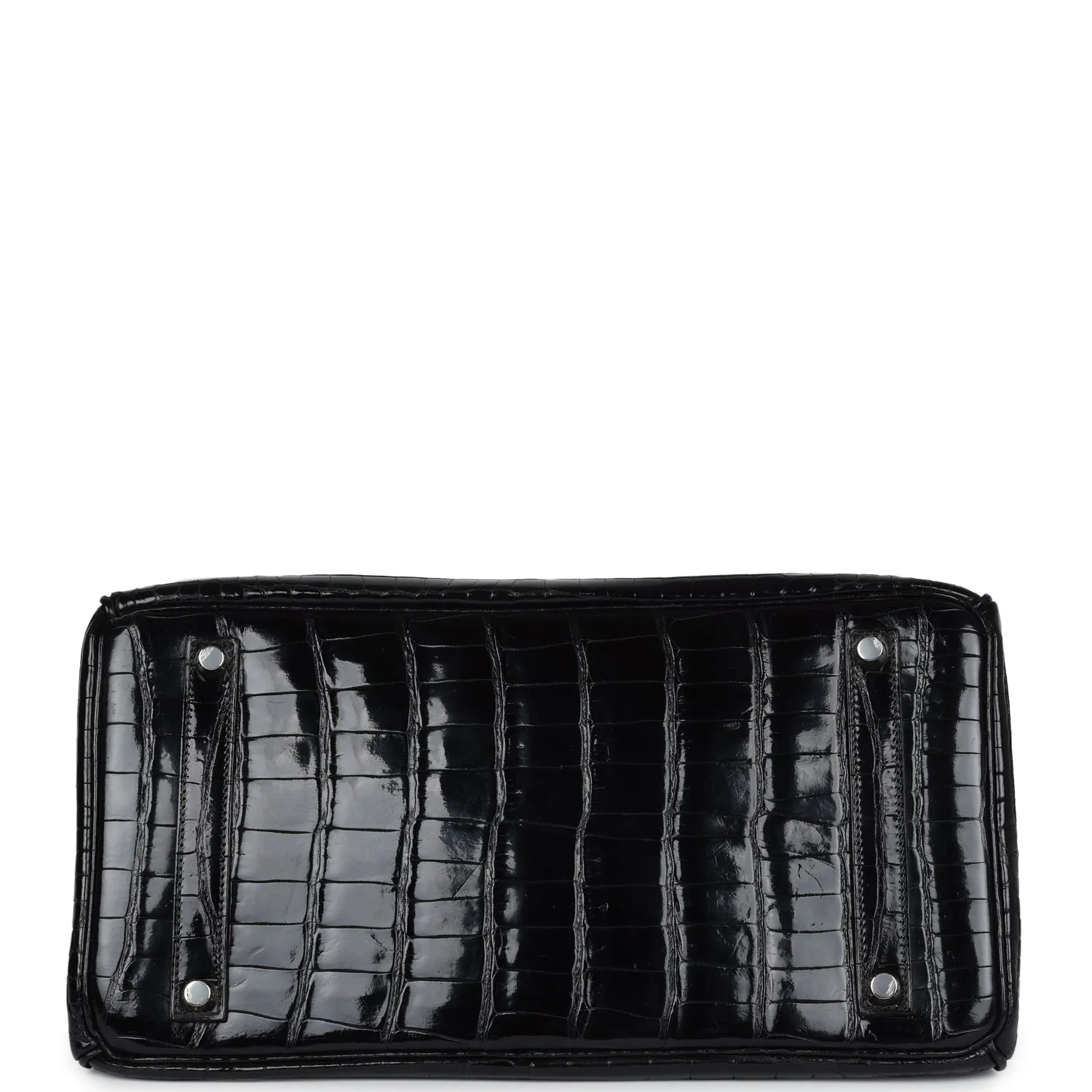 Replicate Vintage Hermes Birkin 35 Black Shiny Porosus Crocodile Palladium Hardware(1:1 replica)