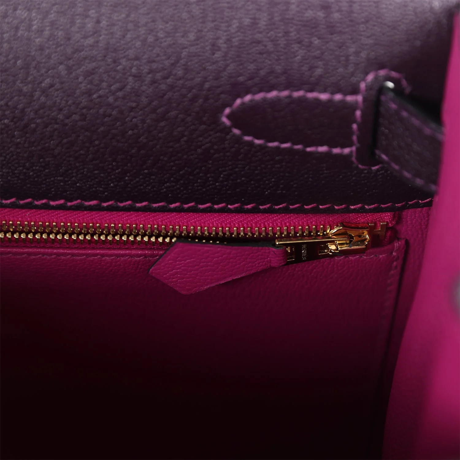 Replicate Hermes Special Order (HSS) Kelly Sellier 28 Raisin Verso Chevre Brushed Gold Hardware(1:1 replica)