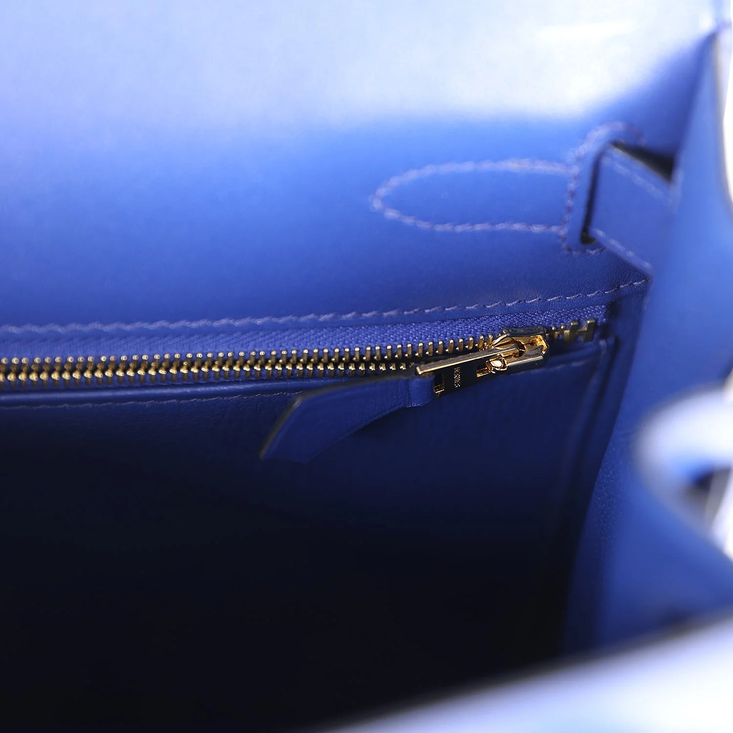 Replicate Hermes Kelly Sellier 28 Bleu Electric Tadelakt Gold Hardware(1:1 replica)