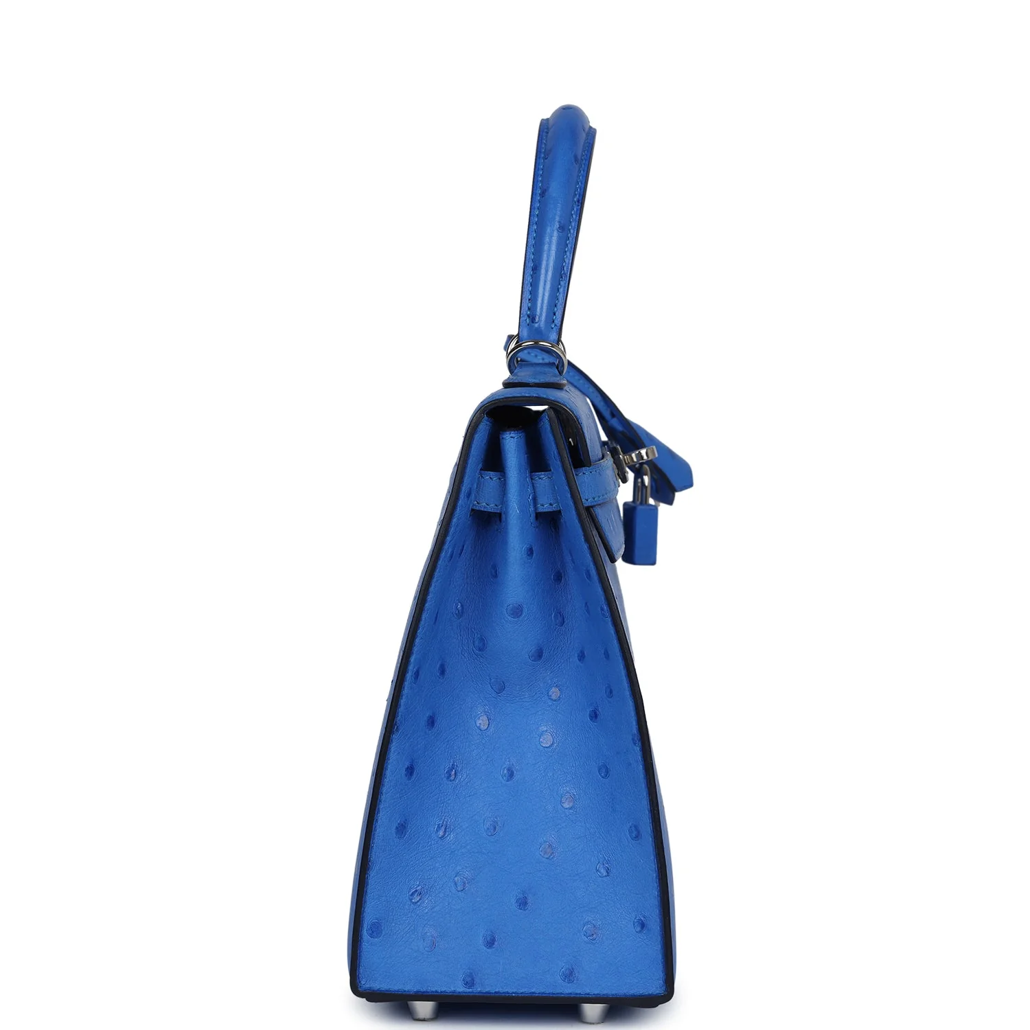Replicate Hermes Kelly Sellier 25 Bleuet Ostrich Palladium Hardware(1:1 replica)