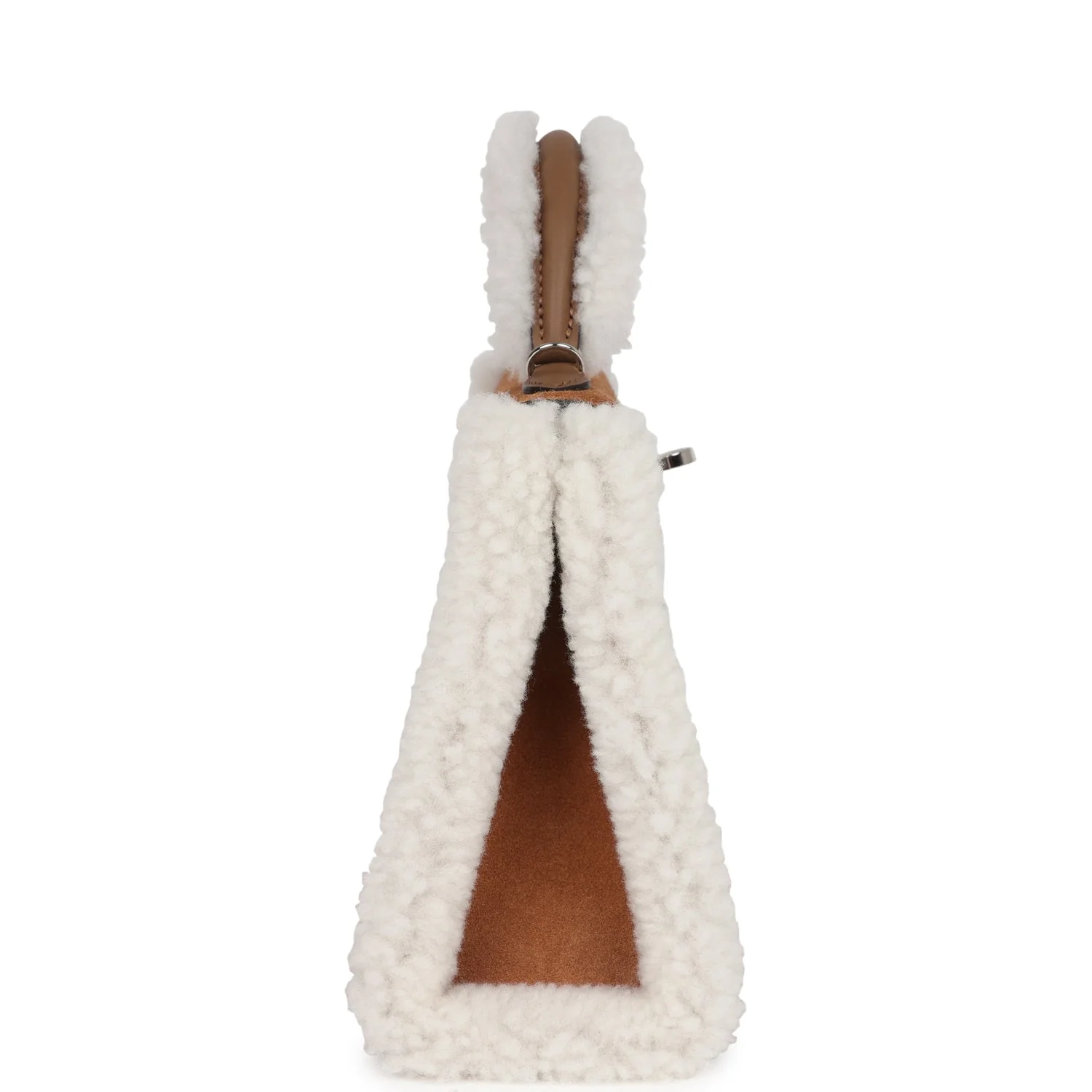 Replicate Hermes Teddy Kelly 20 Chamois Shearling and Swift Palladium Hardware(1:1 replica)