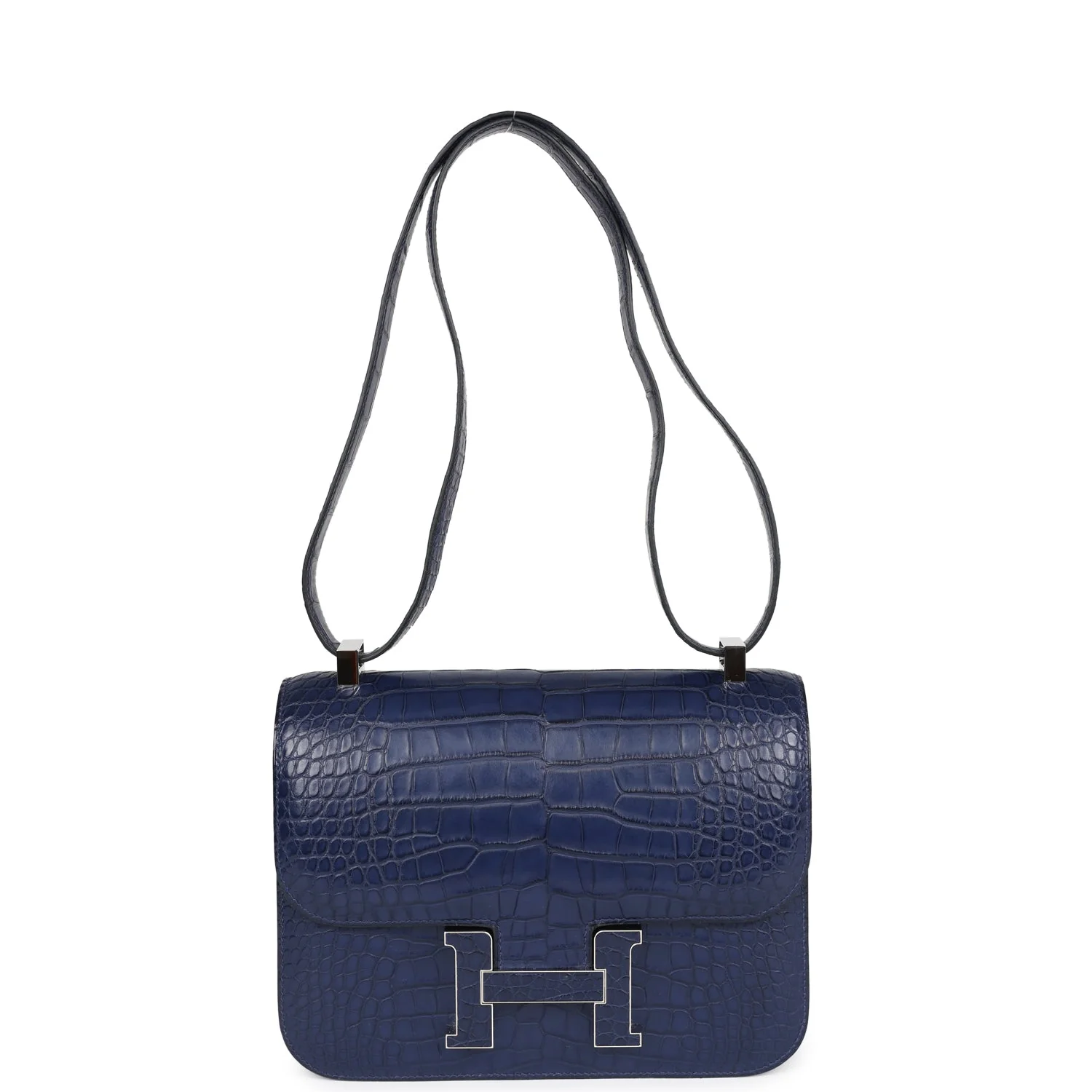 Replicate Hermes Constance 1-24 Bleu Saphir Matte Alligator Marquette Palladium Hardware(1:1 replica)