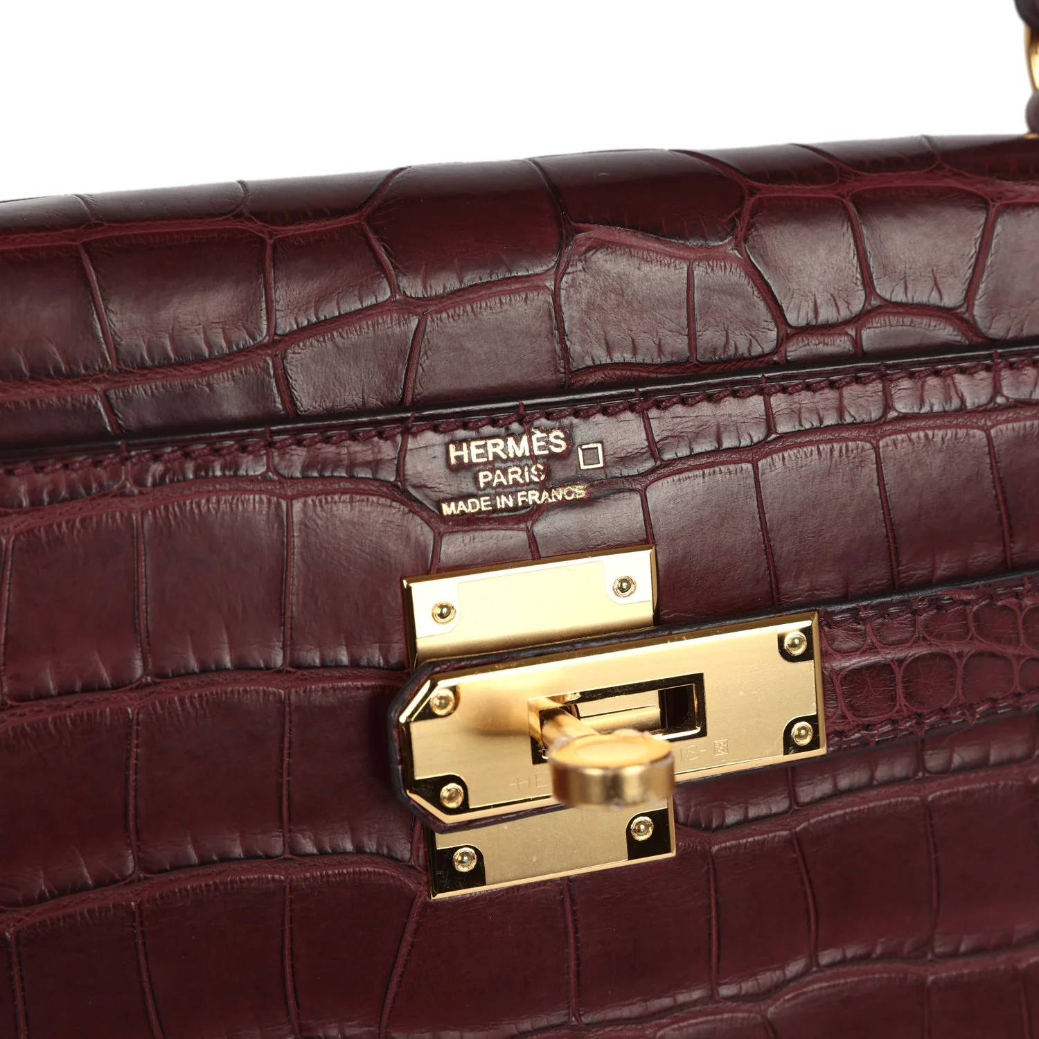 Replicate Hermes Kelly Retourne 28 Bordeaux Matte Alligator Gold Hardware(1:1 replica)