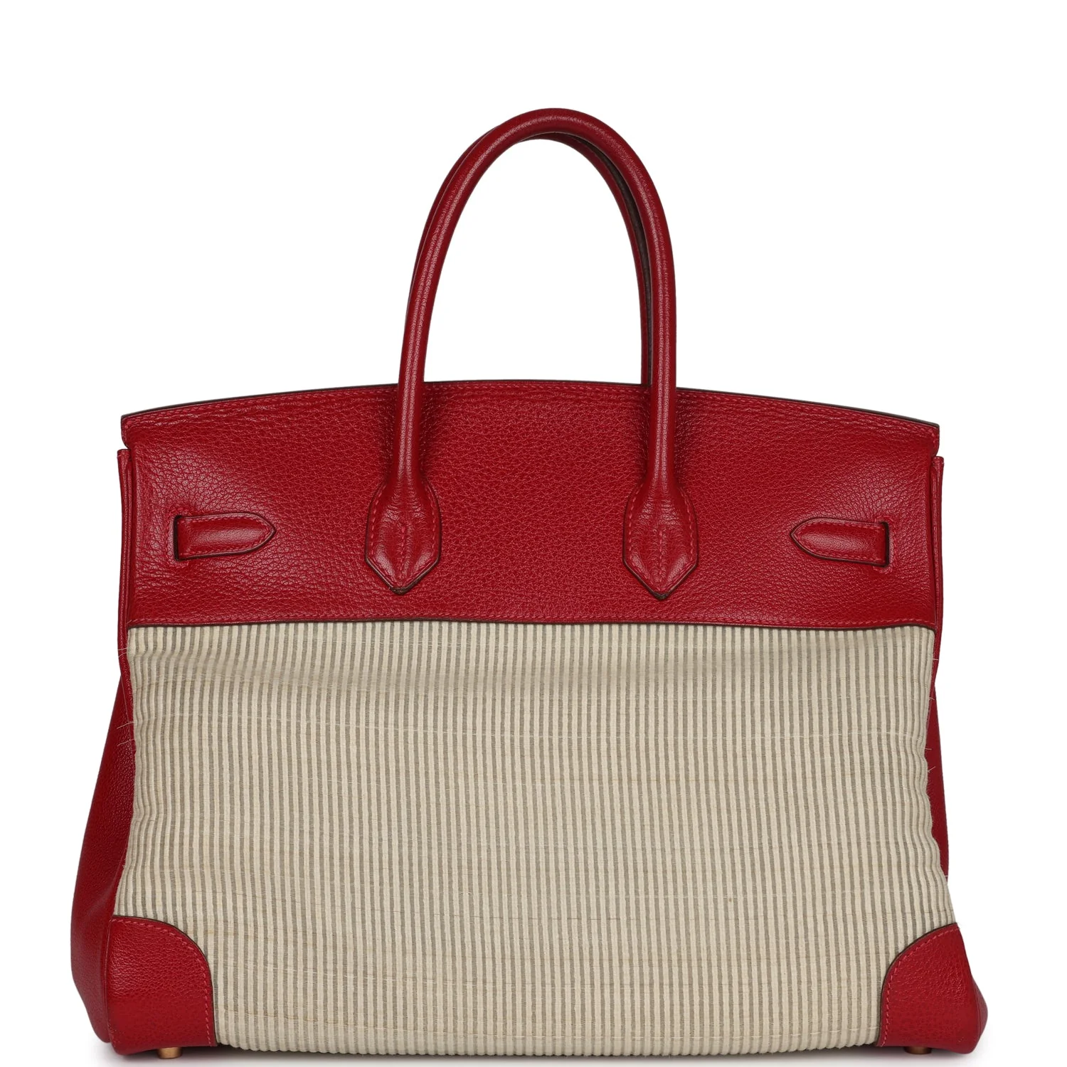 Replicate Vintage Hermes Birkin 35 Rouge Vif Buffalo and Crinoline Gold Hardware(1:1 replica)