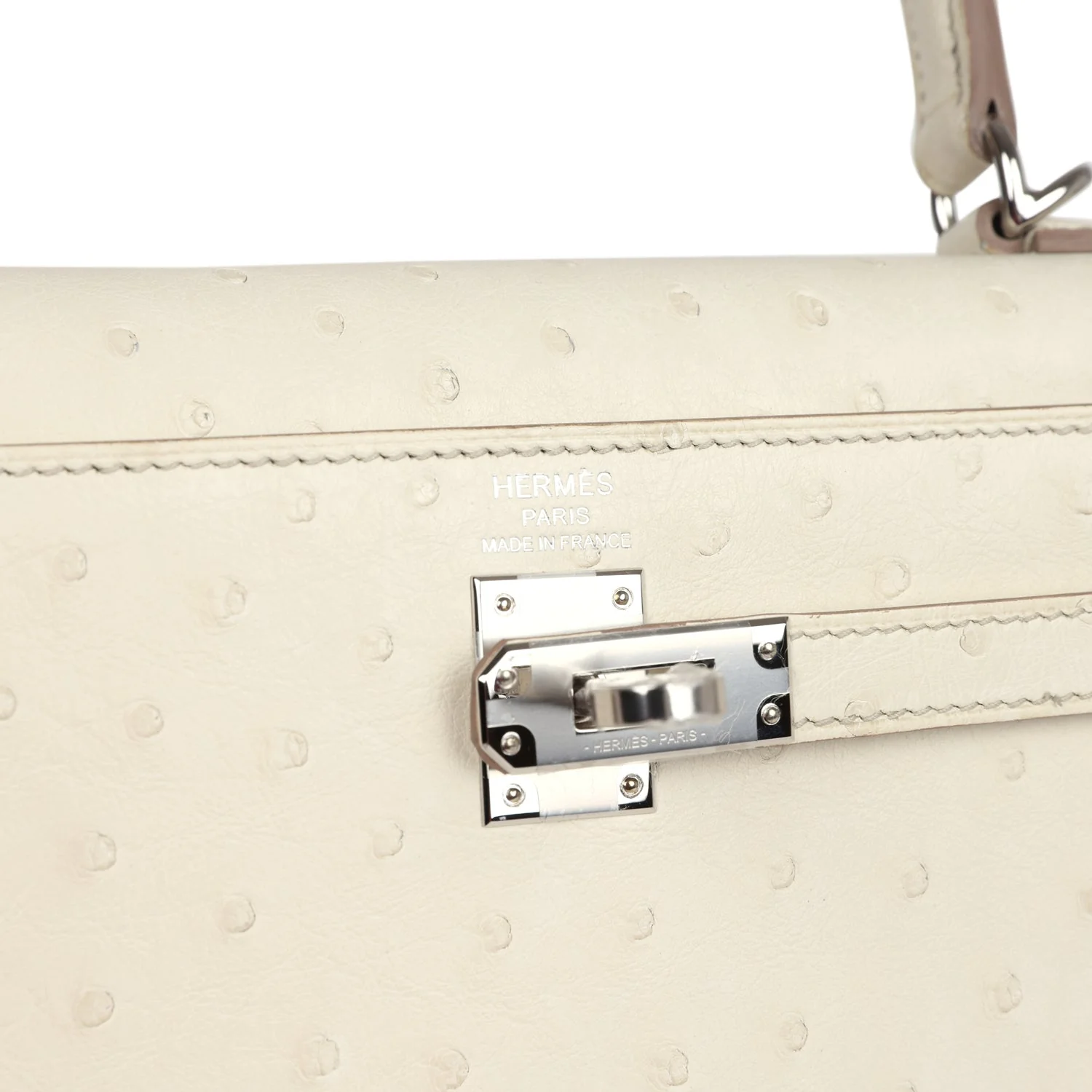 Replicate Hermes Kelly Sellier 25 Beton Ostrich Palladium Hardware(1:1 replica)