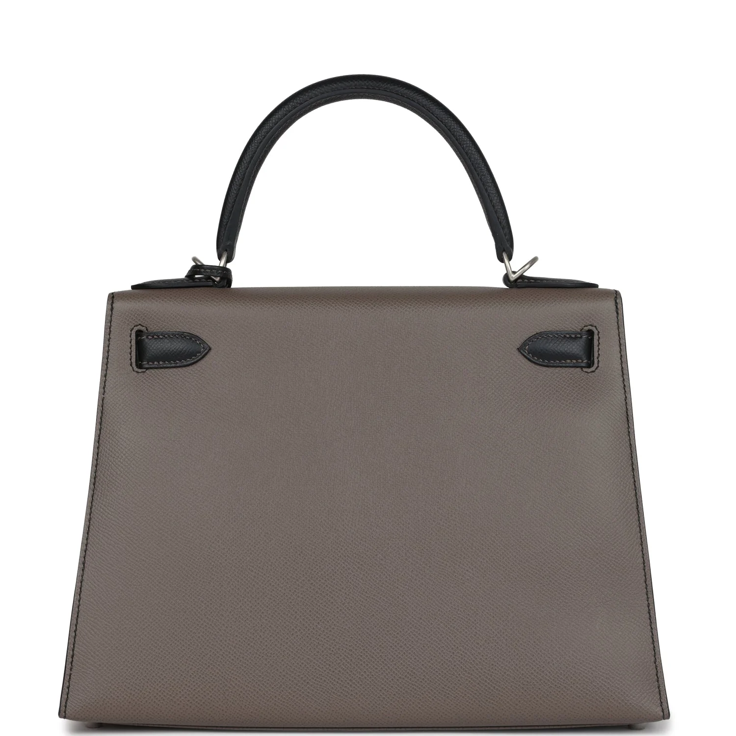Replicate Hermes Special Order (HSS) Kelly Sellier 28 Etain and Black Epsom Brushed Palladium Hardware(1:1 replica)