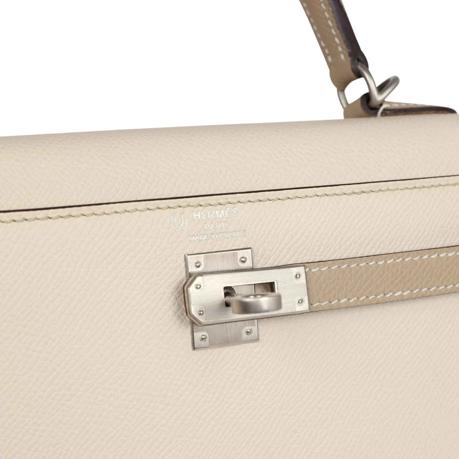 Replicate Hermes Special Order (HSS) Kelly Sellier 25 Craie and Trench Epsom Brushed Palladium Hardware(1:1 replica)