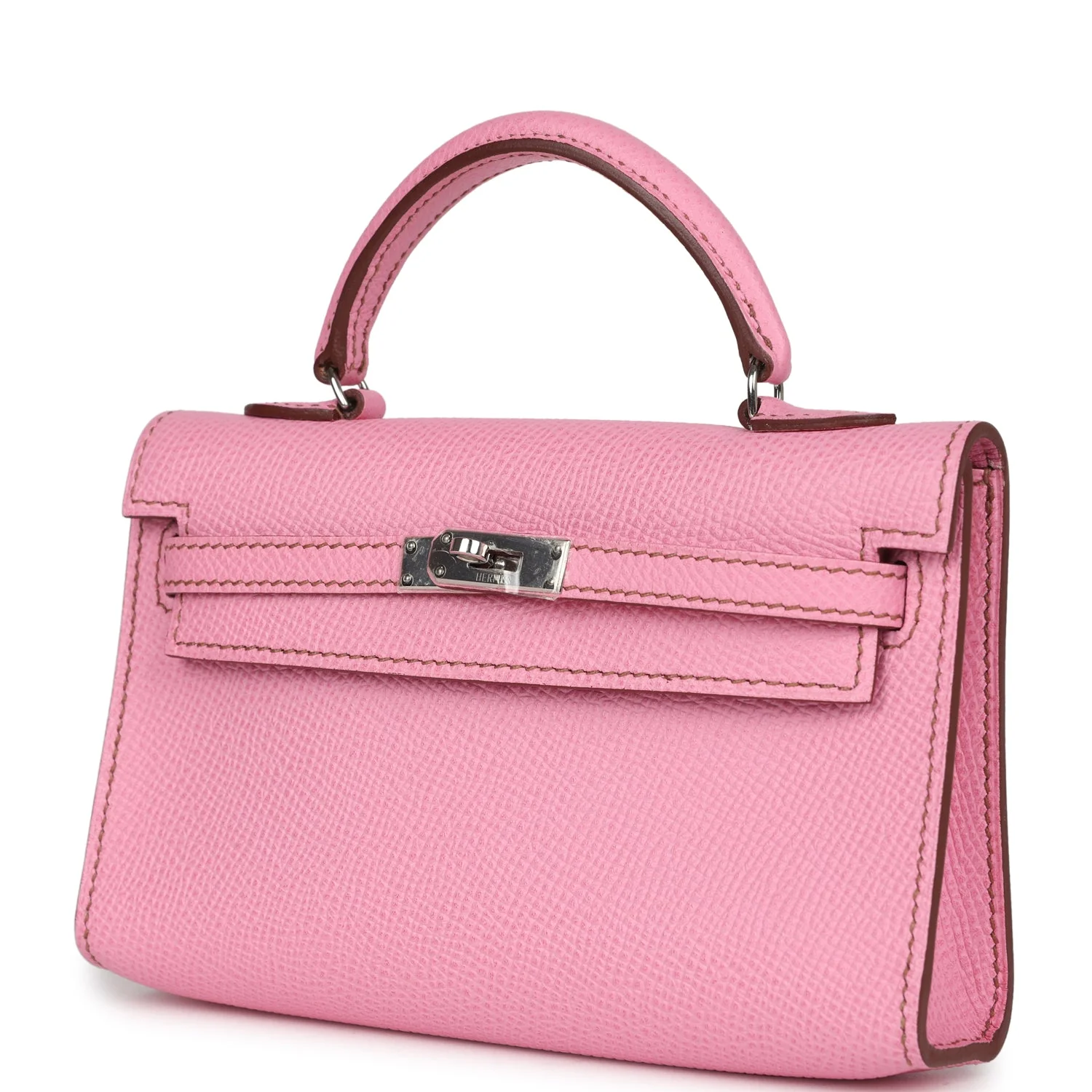 Replicate Hermes Micro Kelly 15 Bubblegum Epsom Palladium Hardware(1:1 replica)