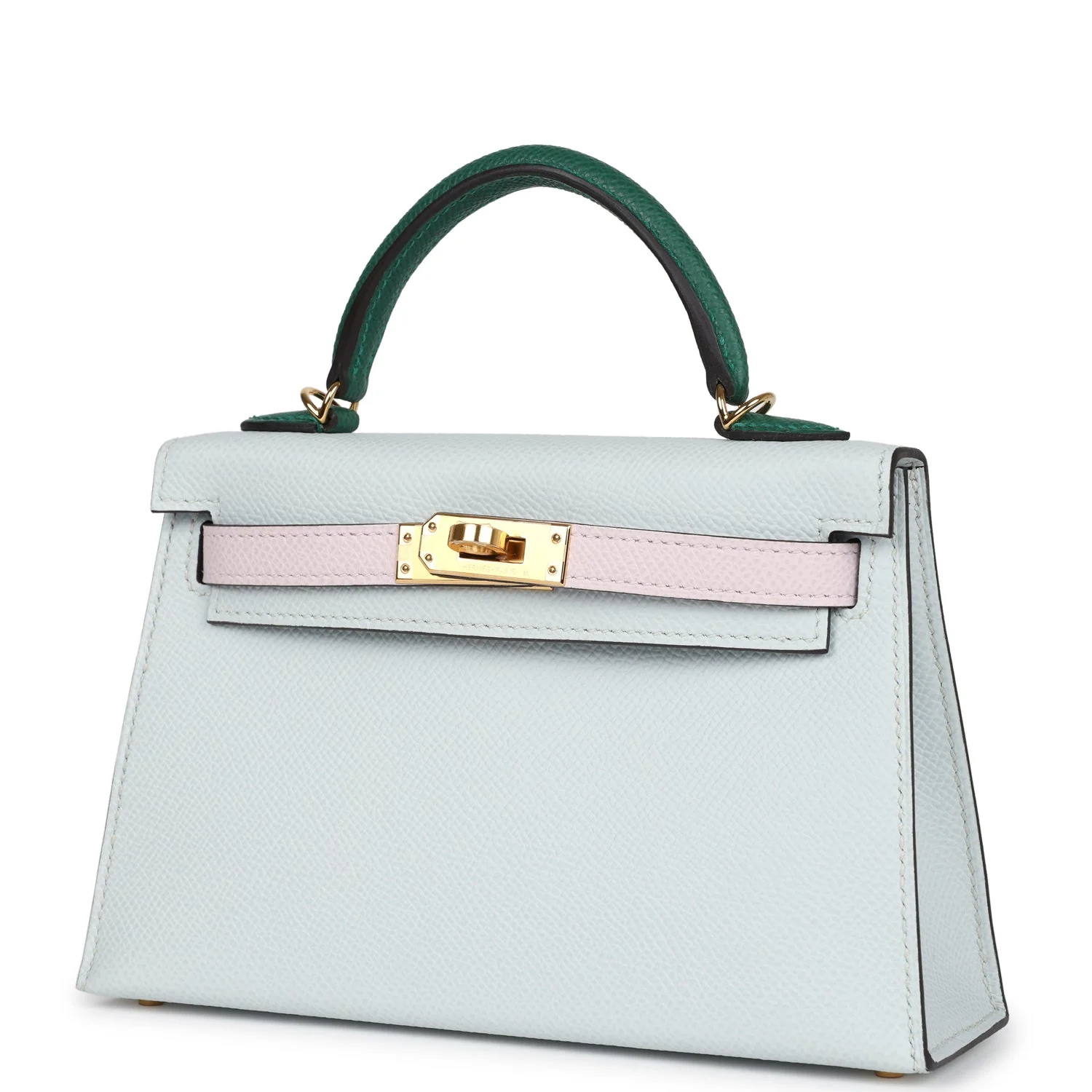 Replicate Hermes Kelly Sellier 20 Tri-color Gris Platine, Mauve Pale and Vert Moyen Epsom Gold Hardware(1:1 replica)