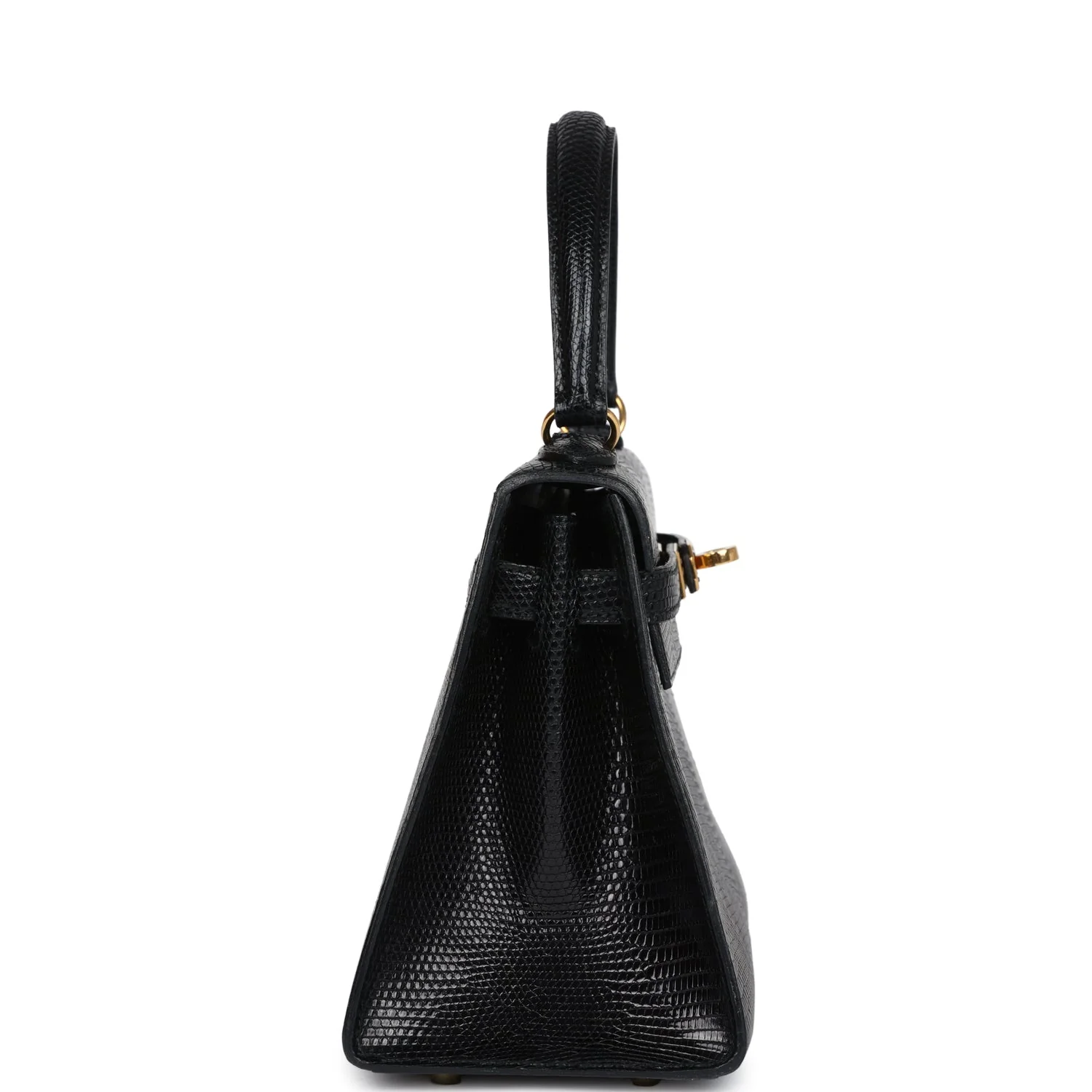 Replicate Vintage Hermes Kelly Sellier 20 Black Varanus Salvator Lizard Gold Hardware(1:1 replica)