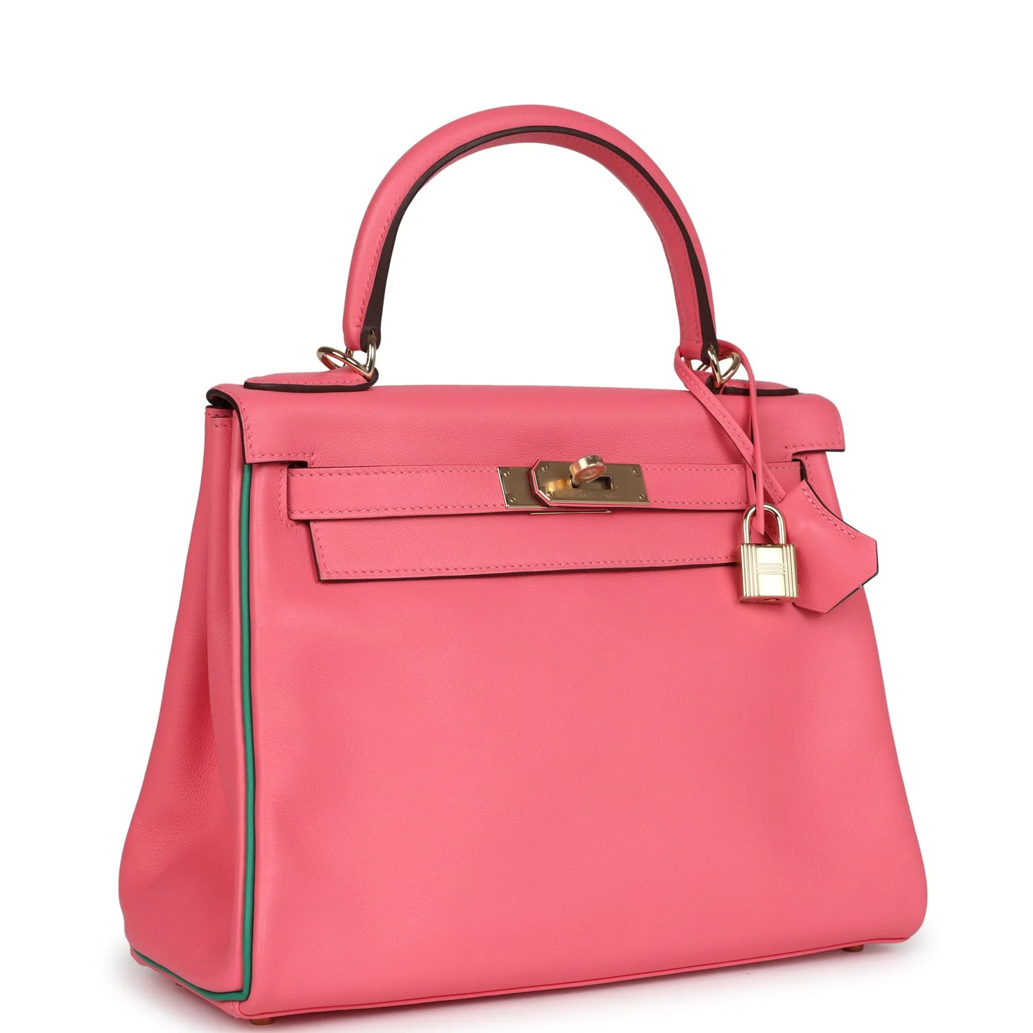 Replicate Hermes Special Order (HSS) Kelly Retourne 28 Rose Azalee and Vert Vertigo Swift Gold Hardware(1:1 replica)