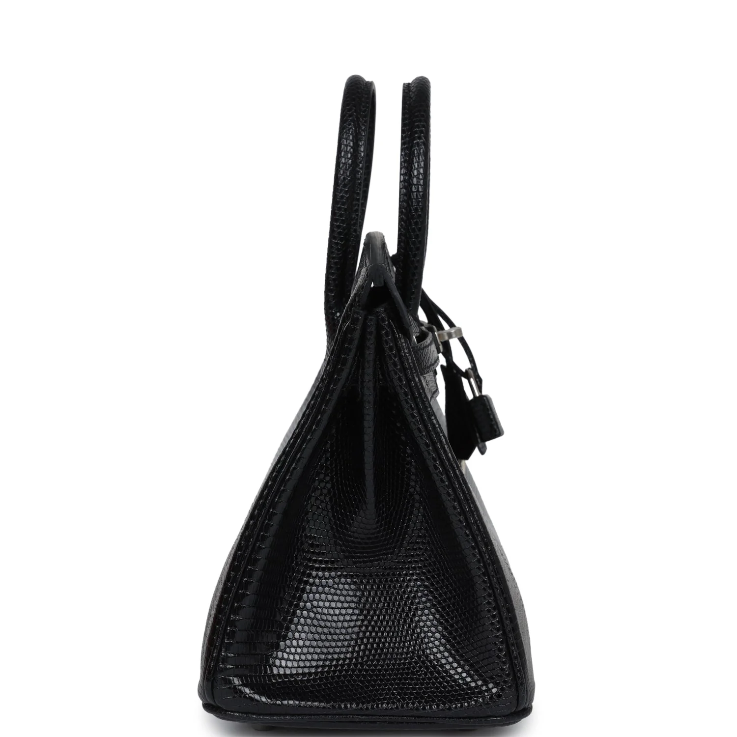 Replicate Hermes Birkin 25 Black Shiny Varanus Niloticus Lizard Palladium Hardware(1:1 replica)