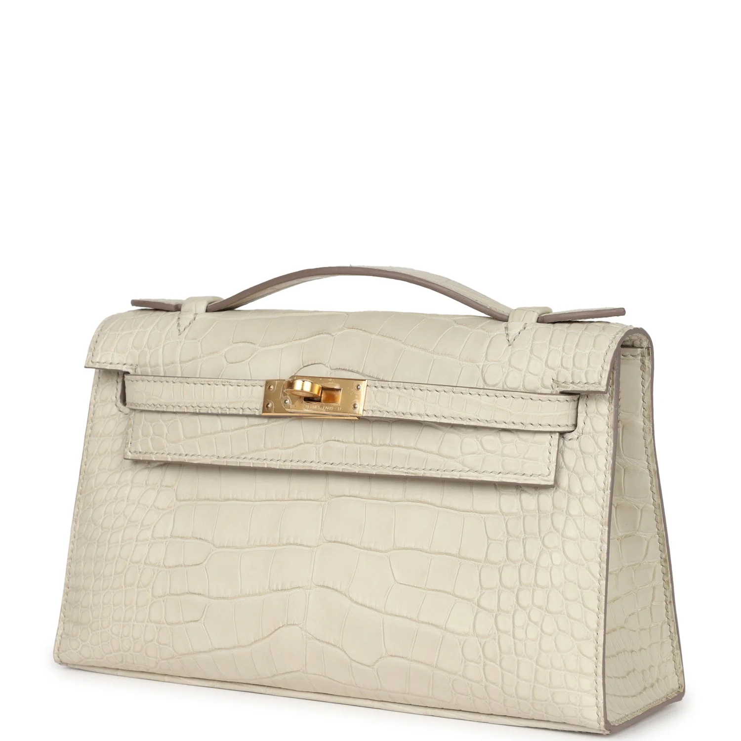 Replicate Hermes Kelly Pochette Beton Matte Alligator Gold Hardware(1:1 replica)