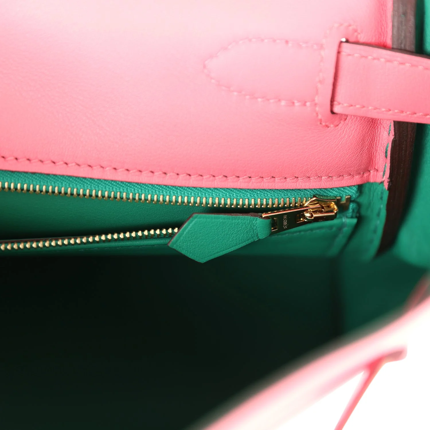 Replicate Hermes Special Order (HSS) Kelly Retourne 28 Rose Azalee and Vert Vertigo Swift Gold Hardware(1:1 replica)